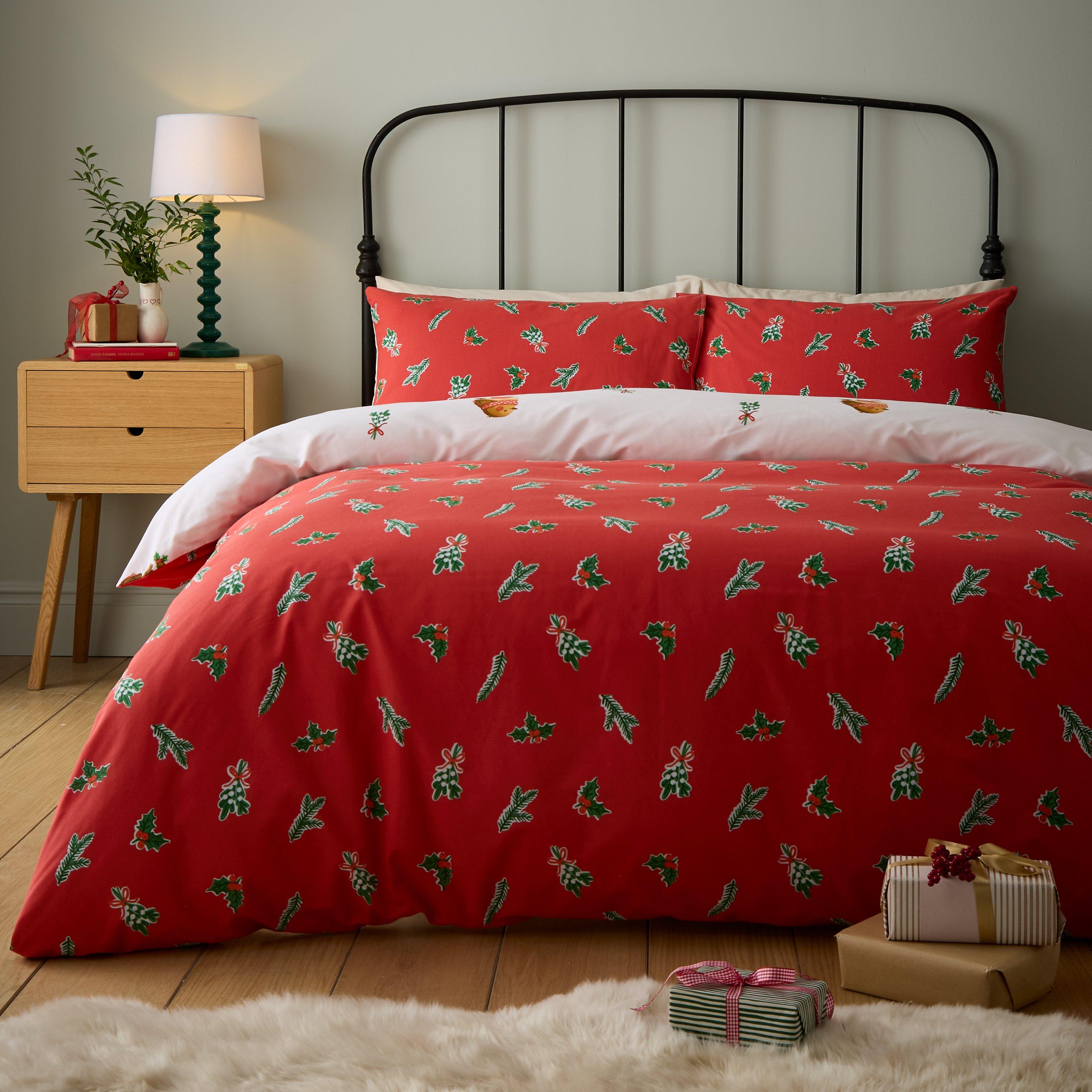 Red - Catherine Lansfield - Christmas Robins Reversible Duvet Cover Set - 2