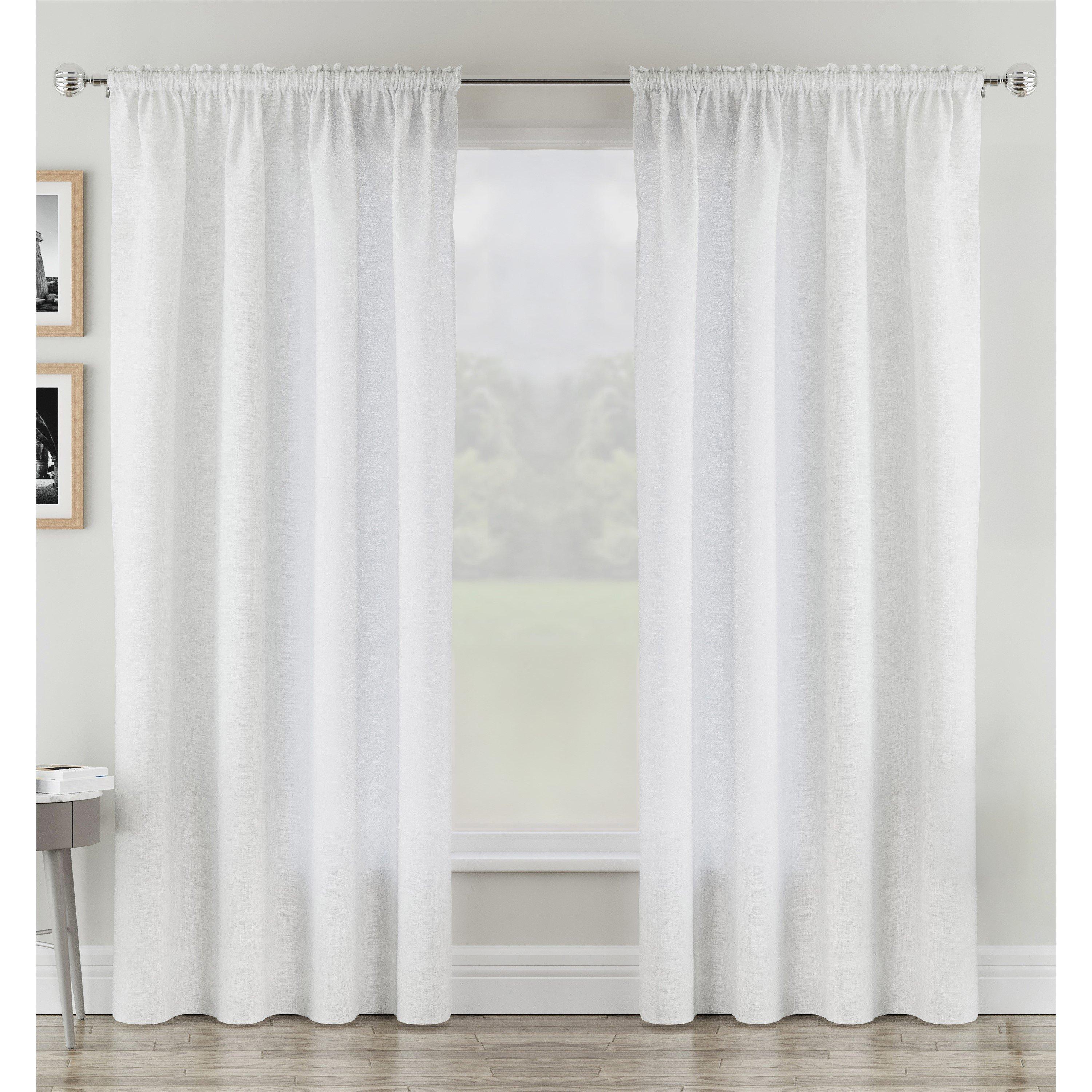 White - Tyrone Textiles - Rhodes Linen-Look Sheer Voile Panels - Pair - 1