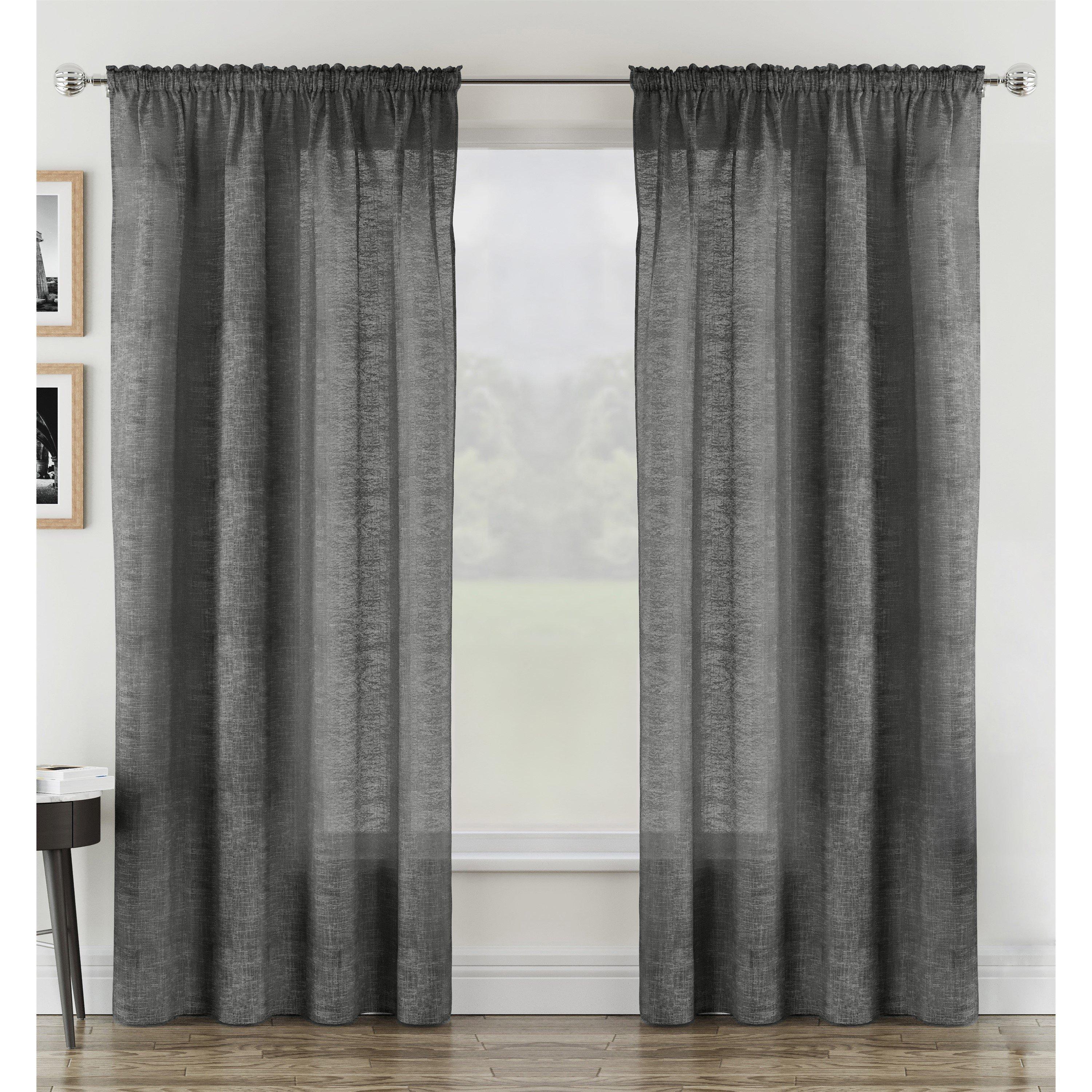 Rhodes Linen-Look Sheer Voile Panels - Pair