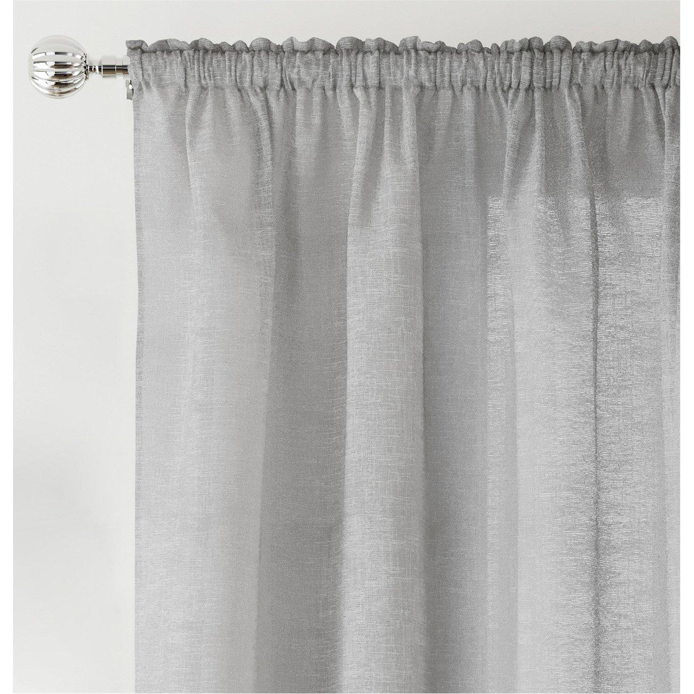 Silver - Tyrone Textiles - Rhodes Linen-Look Sheer Voile Panels - Pair - 3