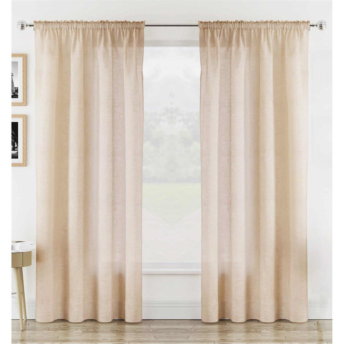 Tyrone Textiles  Rhodes Linen-Look Sheer Voile Panels - Pair - Natural - 140x122cm