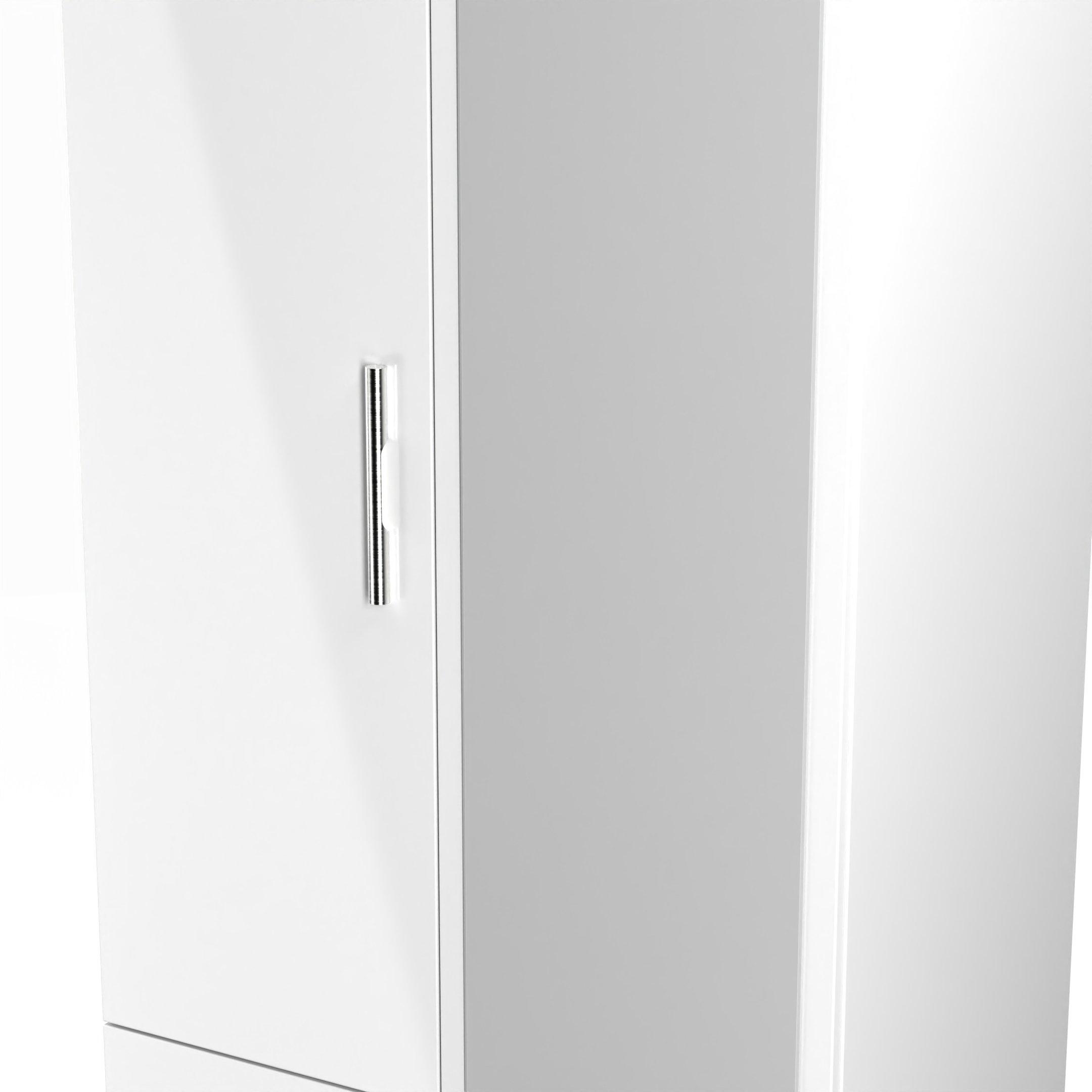 White Matt - Welcome Furniture - Contrast Double 2 Drawer Mirror Wardrobe - 4