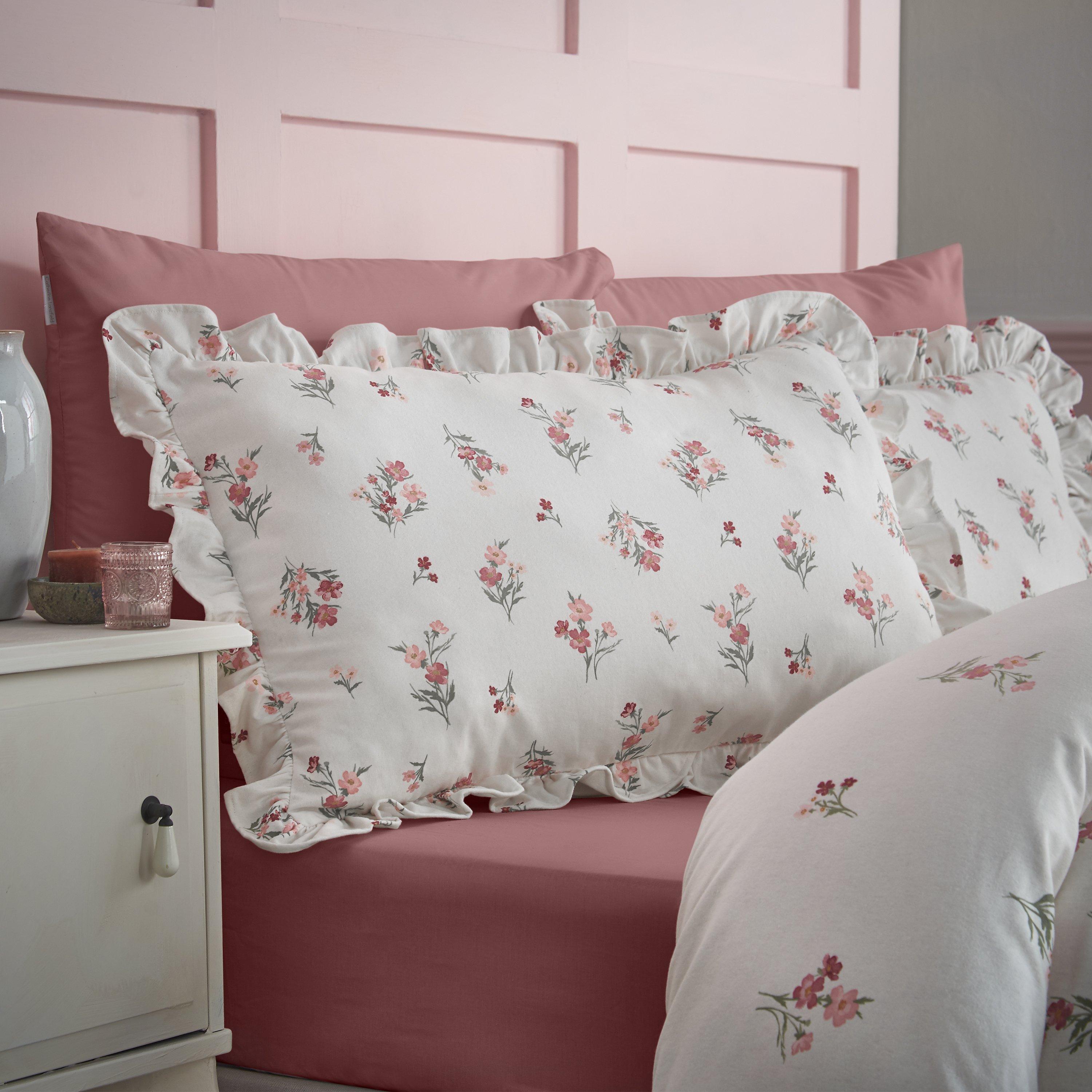 Pink - Catherine Lansfield - Brushed Ditsy Floral Cotton Duvet Cover Set - 3