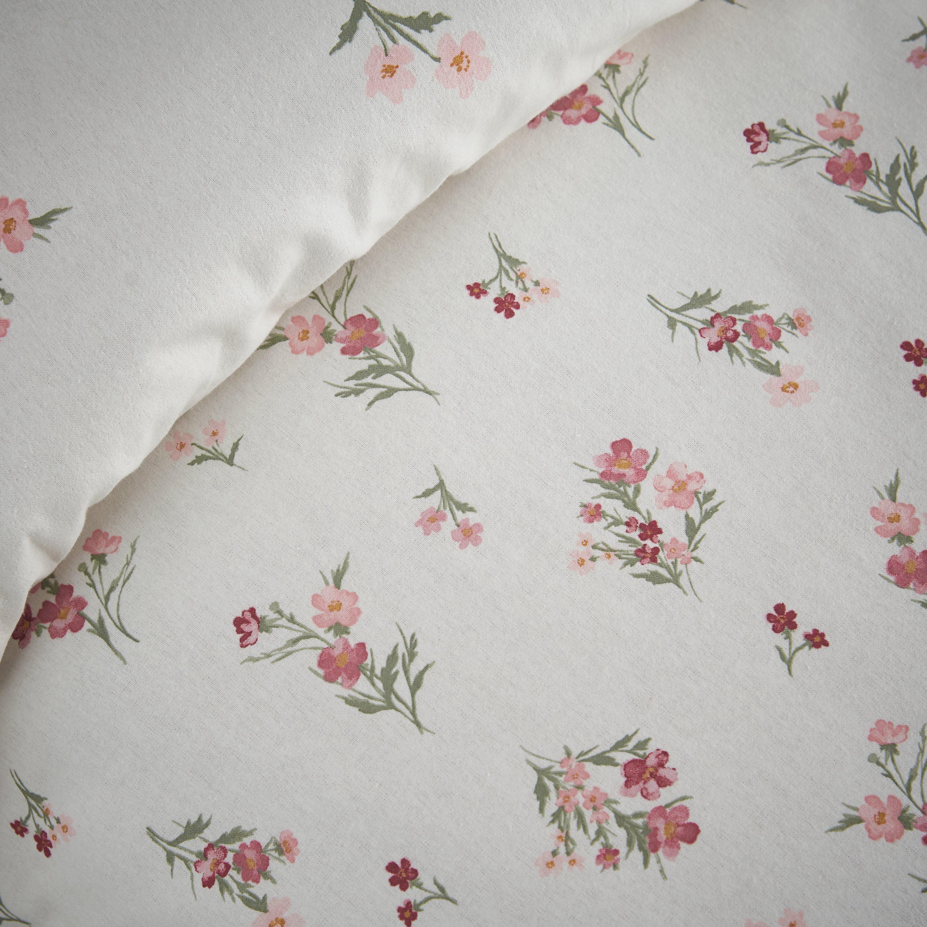Pink - Catherine Lansfield - Brushed Ditsy Floral Cotton Duvet Cover Set - 4