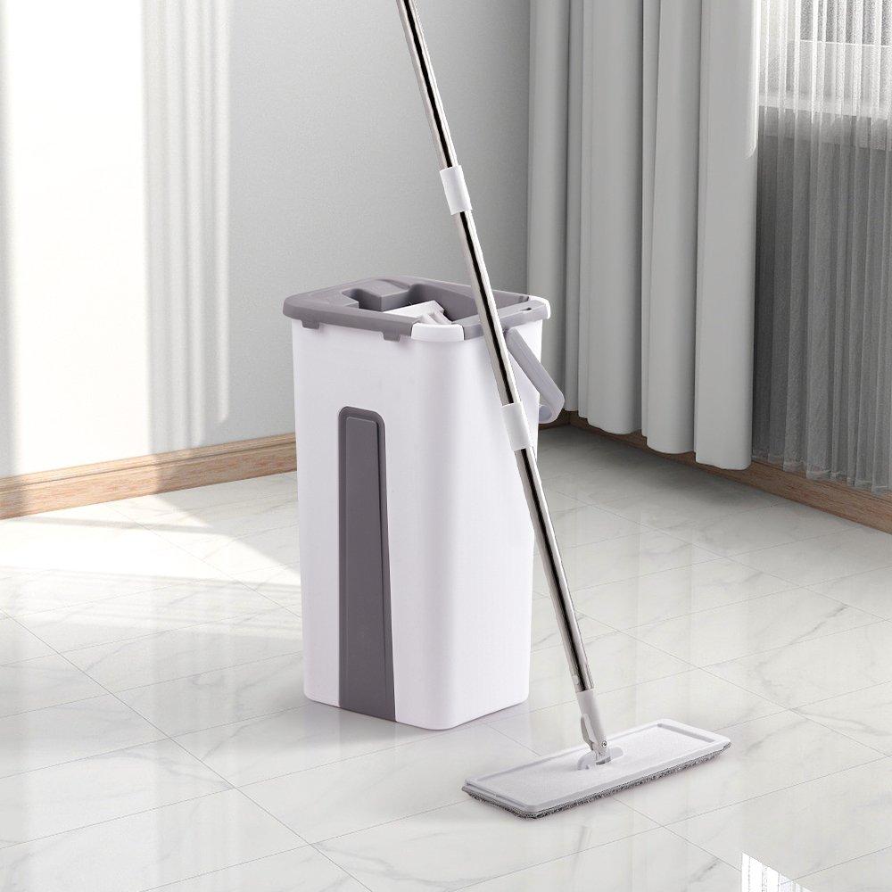 Grey & White - LIFE IDEAS - Wet & Dry Flat Mop Set with 3 Pads - 2