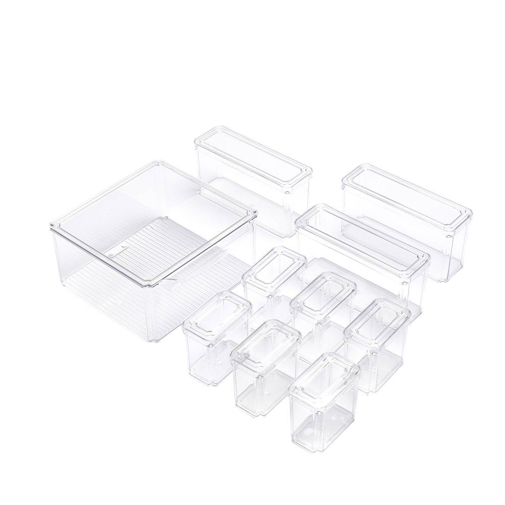 Clear2 - LIFE IDEAS - Set of 10 Fridge Storage Containers - 8