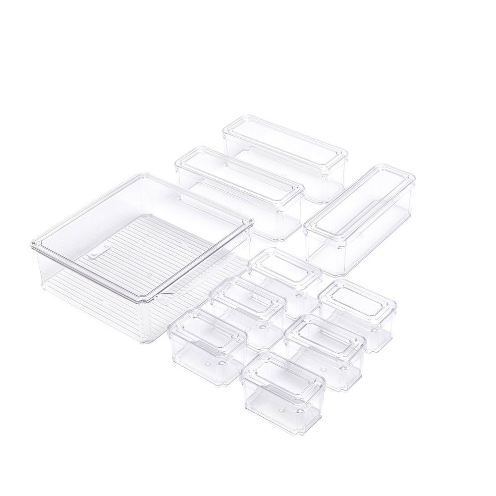 Clear1 - LIFE IDEAS - Set of 10 Fridge Storage Containers - 8