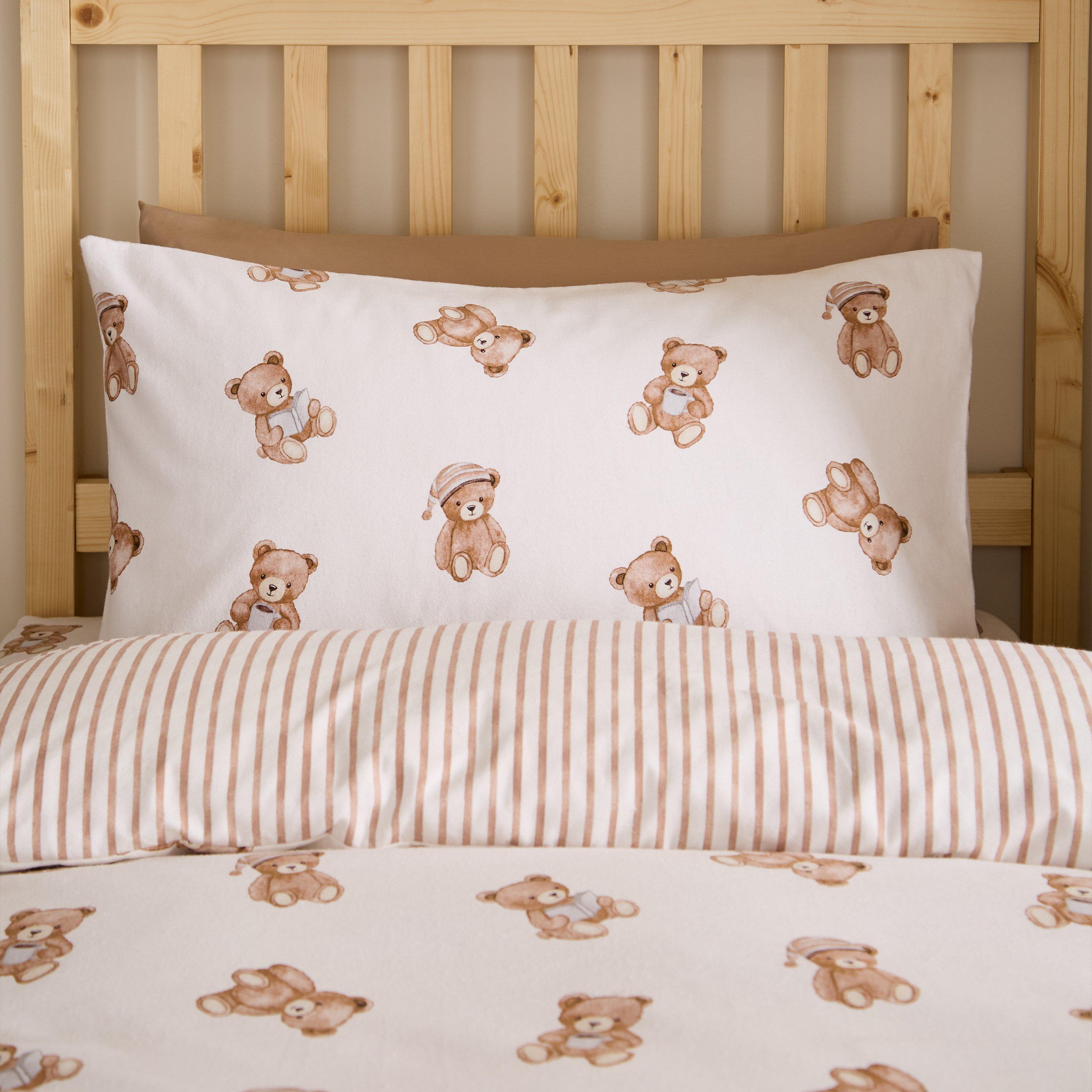 Cream - Catherine Lansfield - Brushed Teddy Bear Cotton Duvet Cover Set - 3