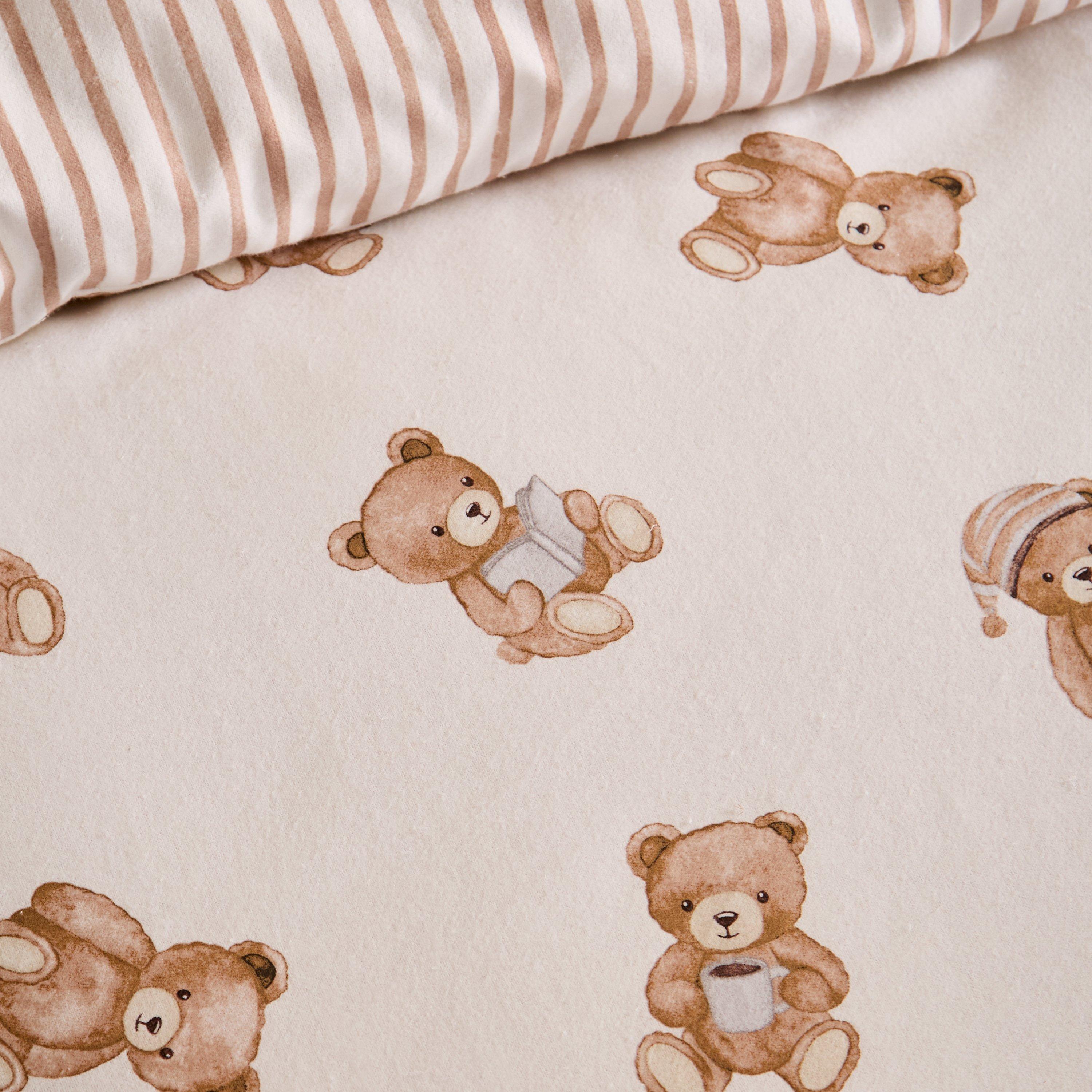 Cream - Catherine Lansfield - Brushed Teddy Bear Cotton Duvet Cover Set - 5