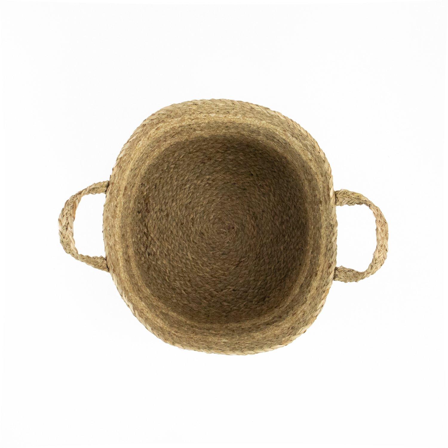 Brown - JVL - Palma Natural Round Storage Basket ¿ Rustic Wo - 2