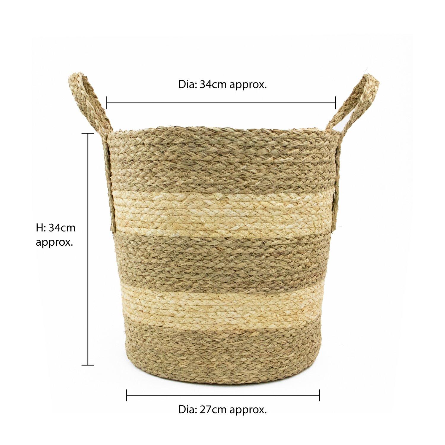 Brown - JVL - Palma Natural Round Storage Basket ¿ Rustic Wo - 6