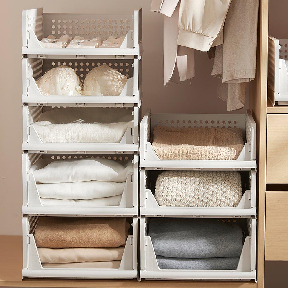White - LIFE IDEAS - Stackable 4-Piece PP Wardrobe Drawers - 2