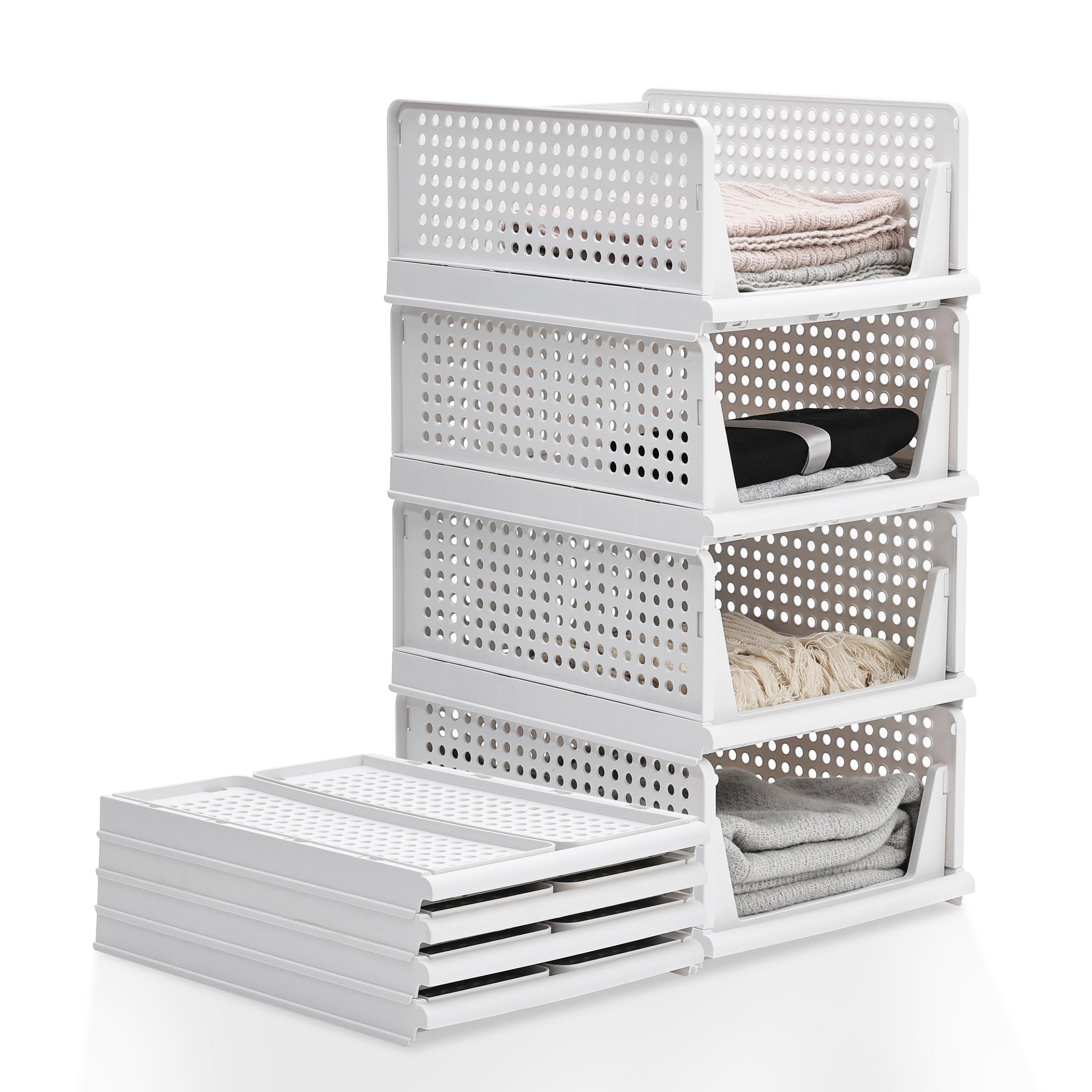 White - LIFE IDEAS - Stackable 4-Piece PP Wardrobe Drawers - 8