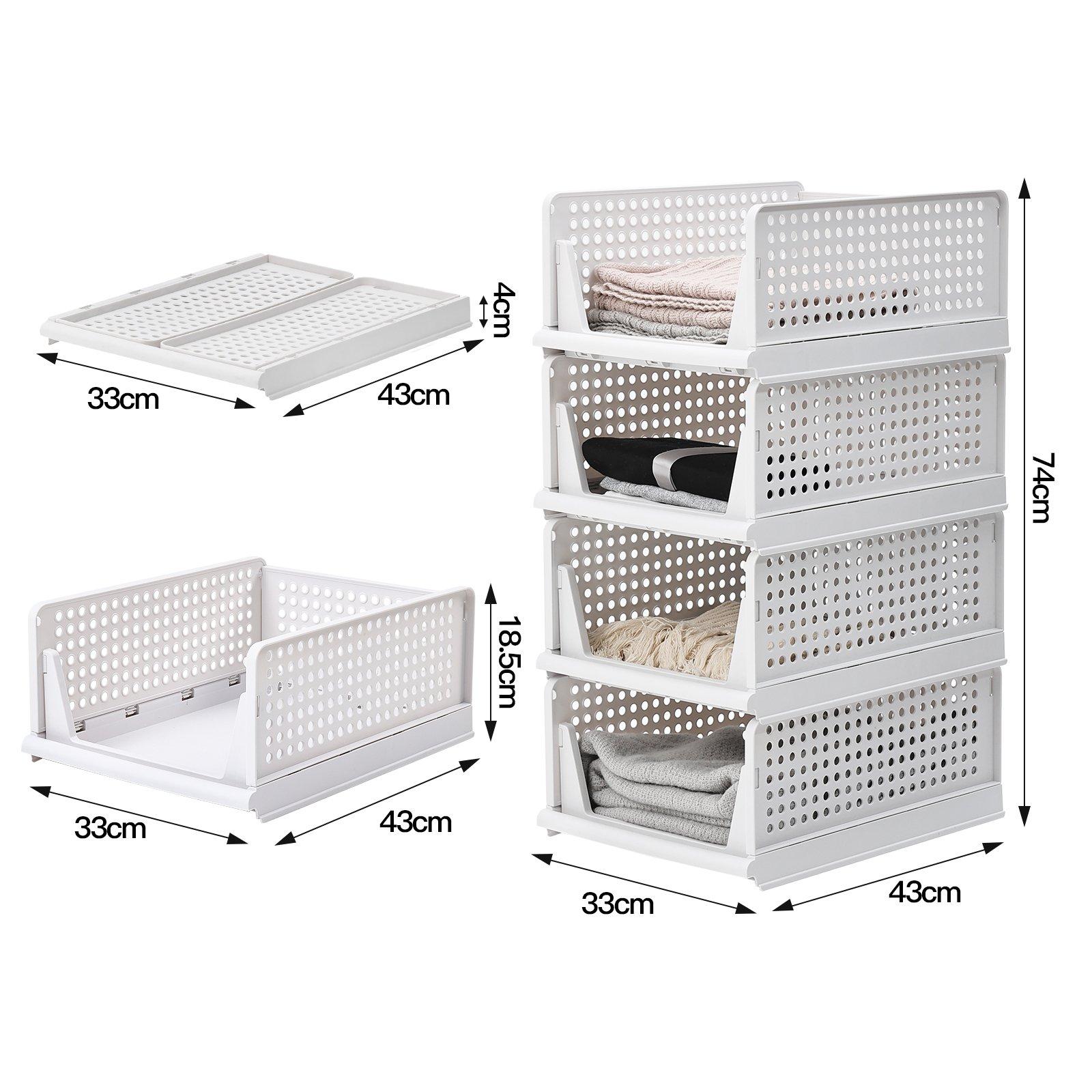White - LIFE IDEAS - Stackable 4-Piece PP Wardrobe Drawers - 9