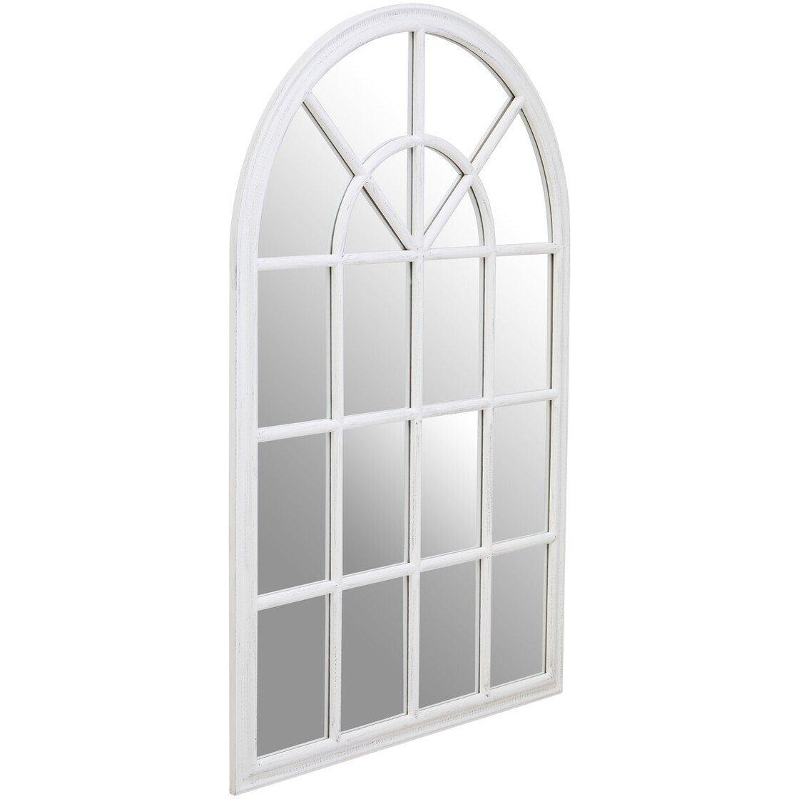 White - Premier Housewares - Lovida White Arched Wooden Frame Wall Mirror - 3