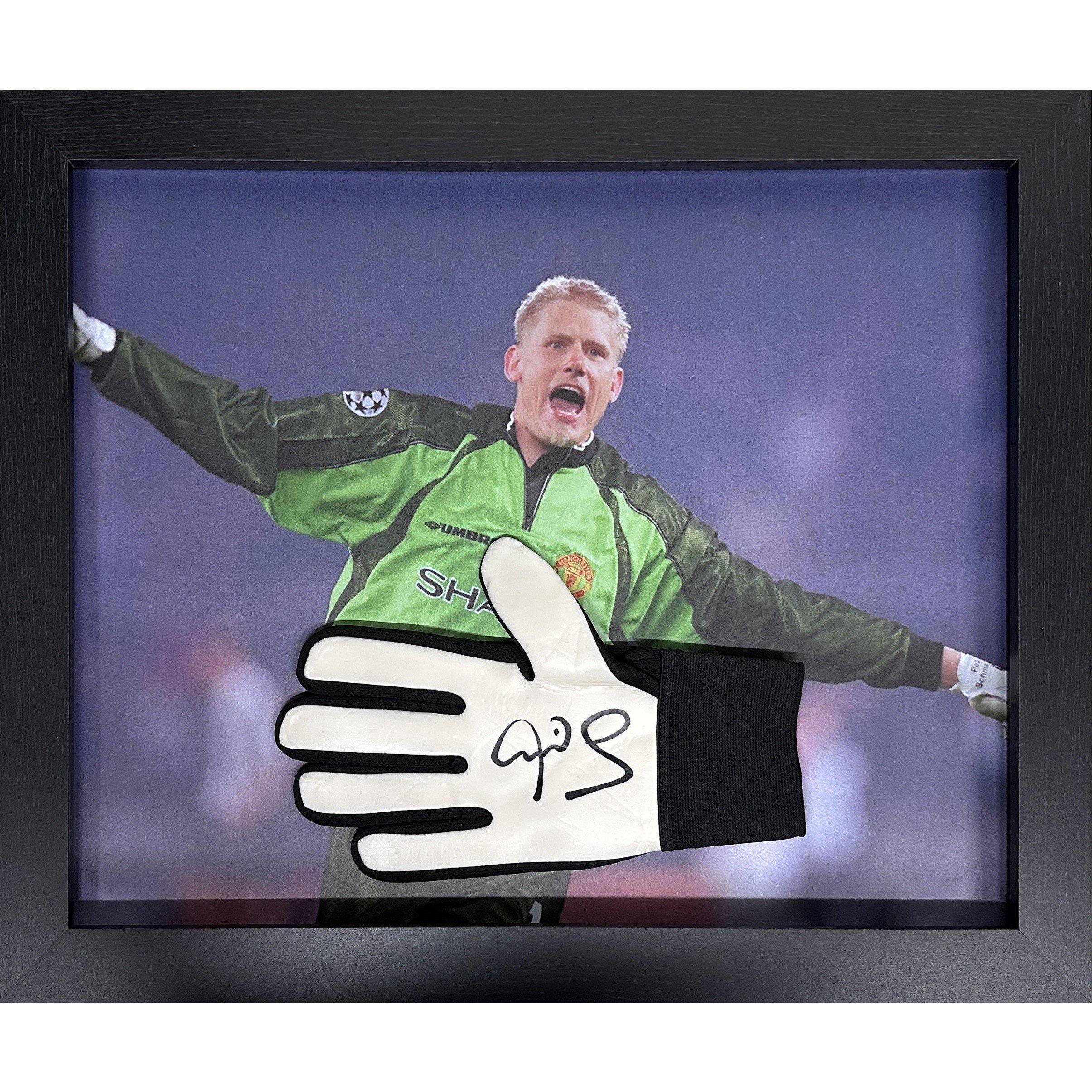 Allstarsignings Ltd  Peter Schmeichel Signed & Framed Goalkeeper Glove - Red
