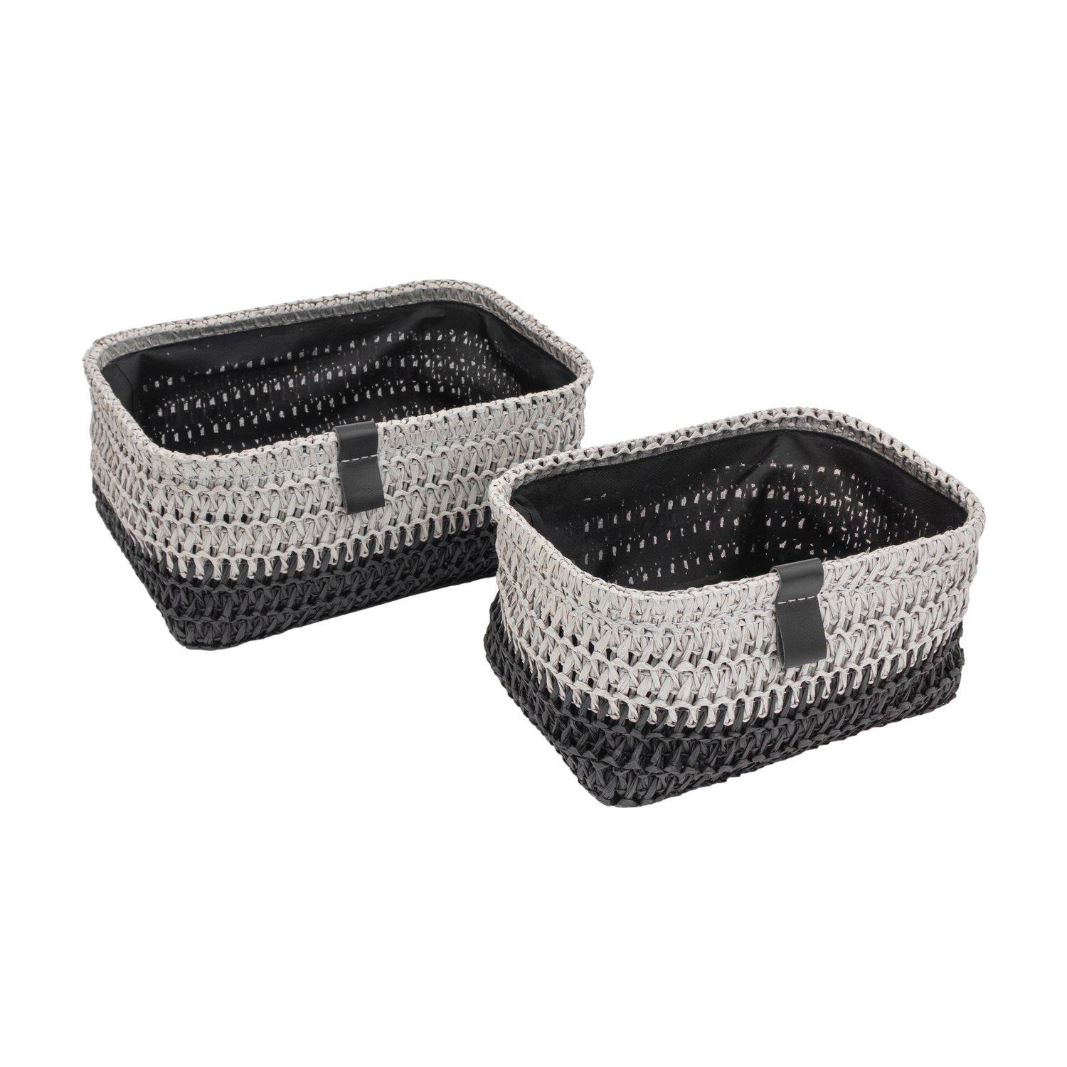 Grey - JVL - Kenzi Set of 2 Rectangular Storage Baskets - 1