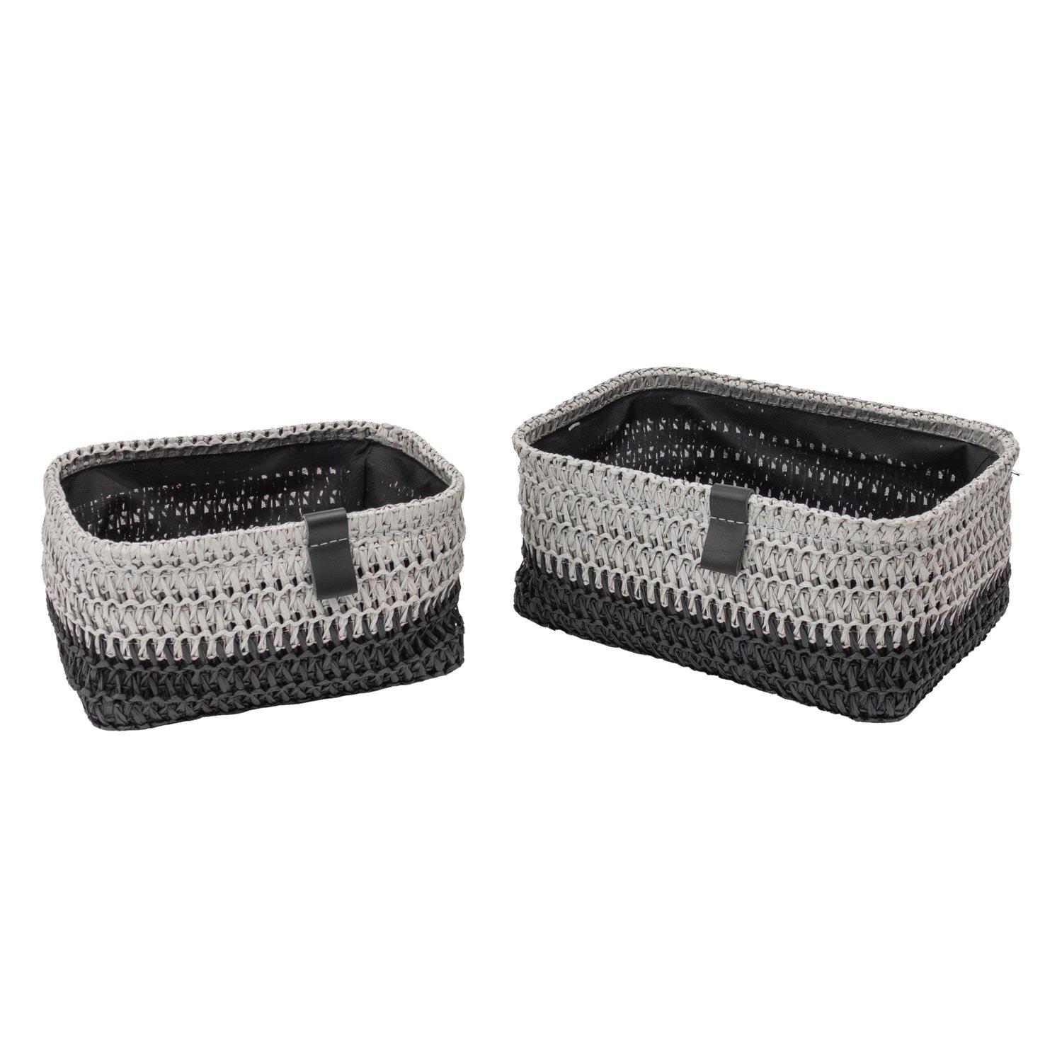 Grey - JVL - Kenzi Set of 2 Rectangular Storage Baskets - 4