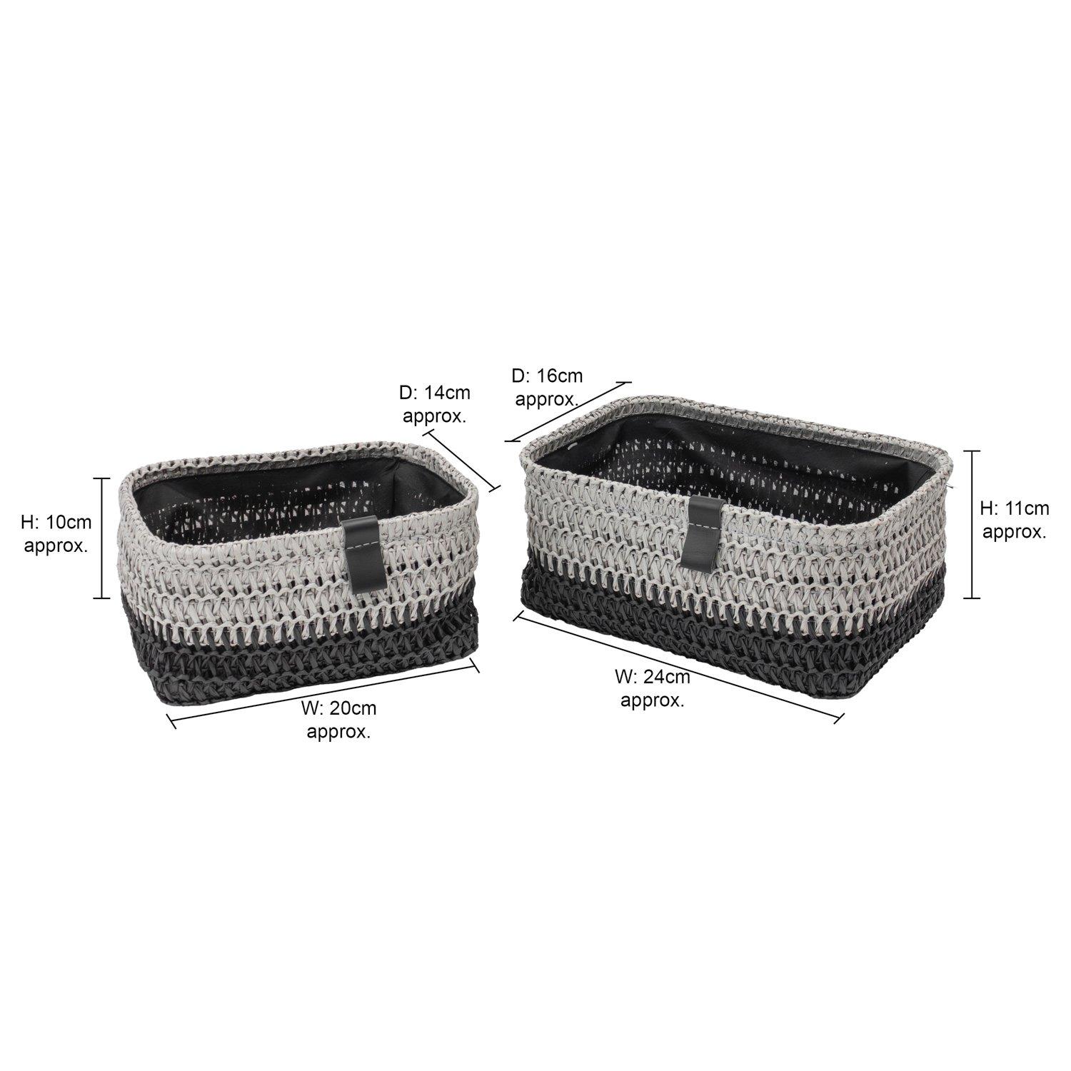 Grey - JVL - Kenzi Set of 2 Rectangular Storage Baskets - 10