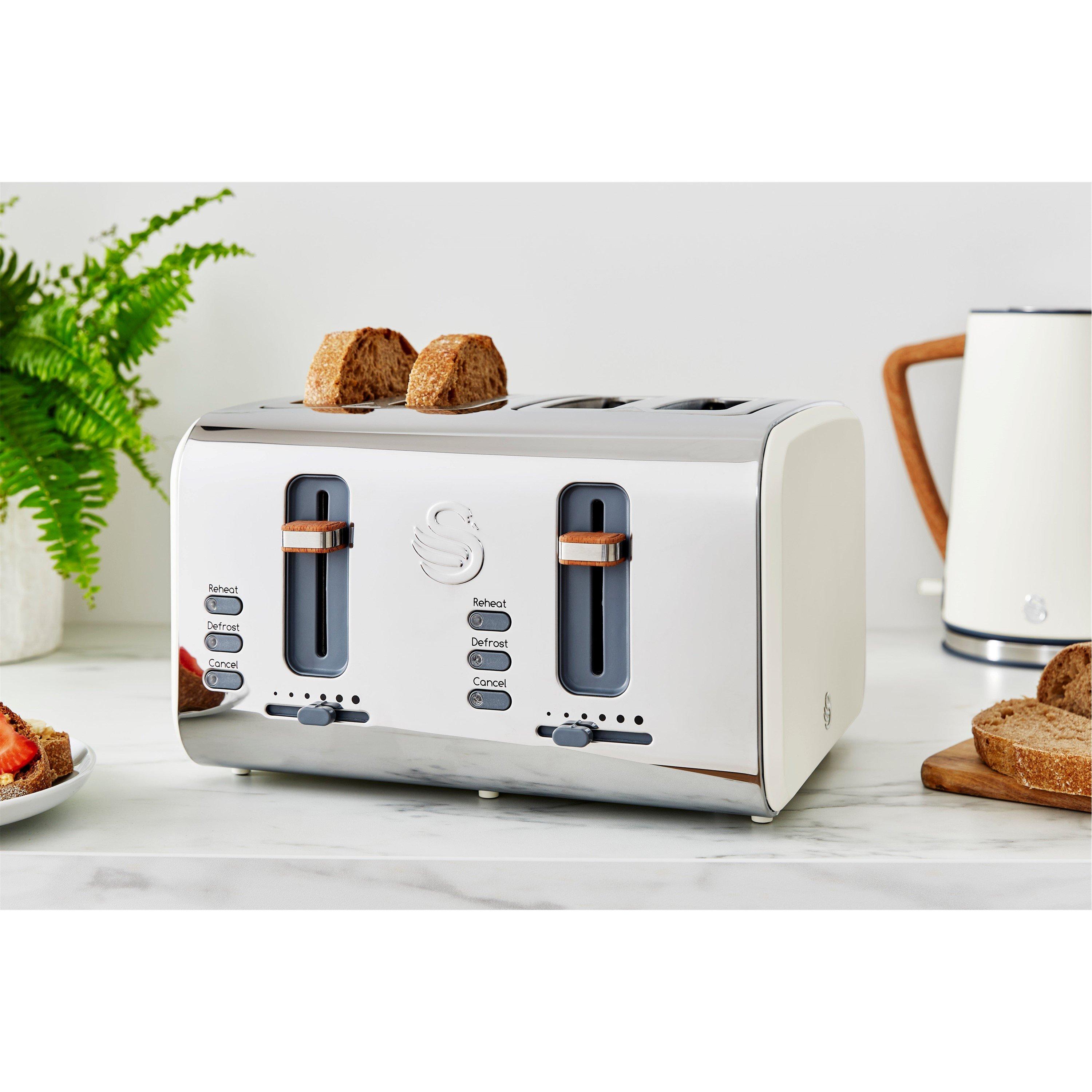 Grey - Swan - 4 Slice Nordic Style Toaster - White - 3