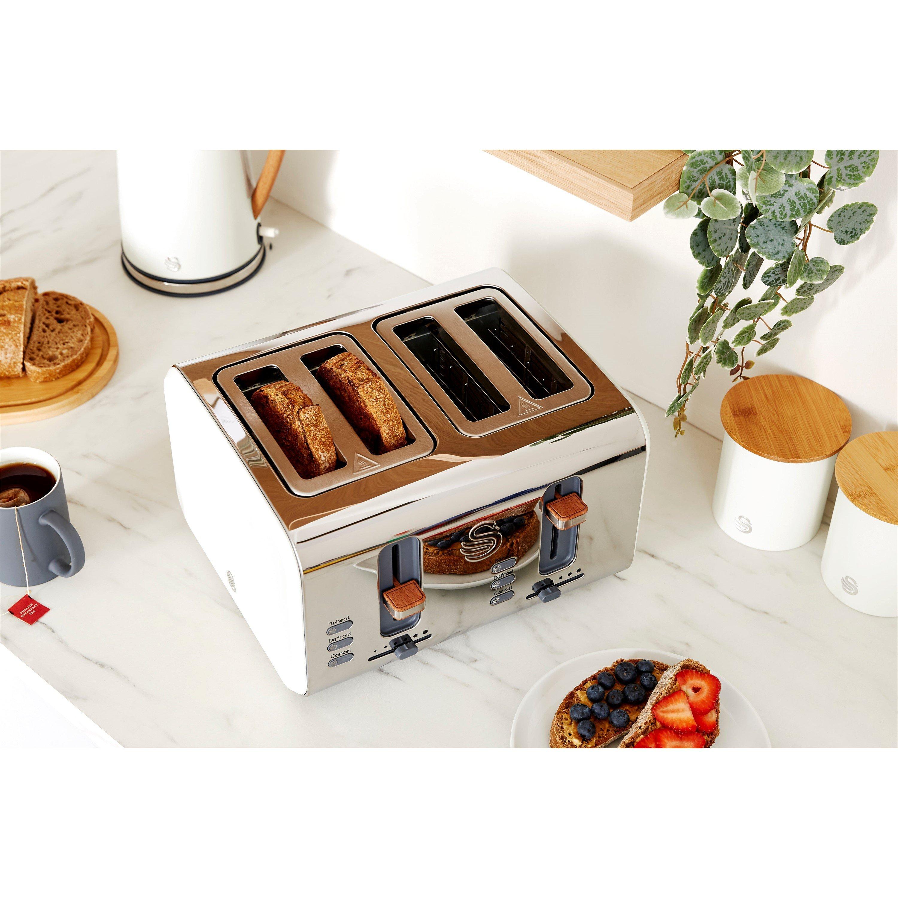 Grey - Swan - 4 Slice Nordic Style Toaster - White - 4