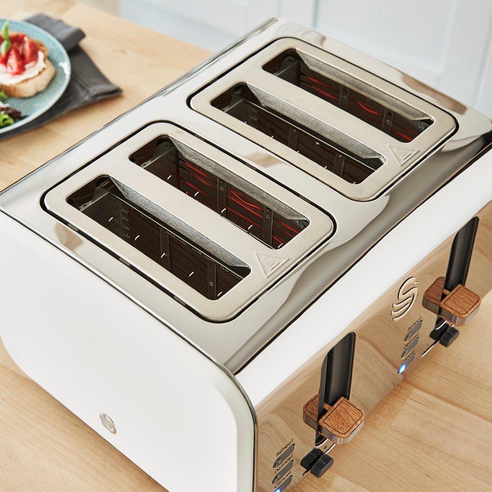 Grey - Swan - 4 Slice Nordic Style Toaster - White - 6