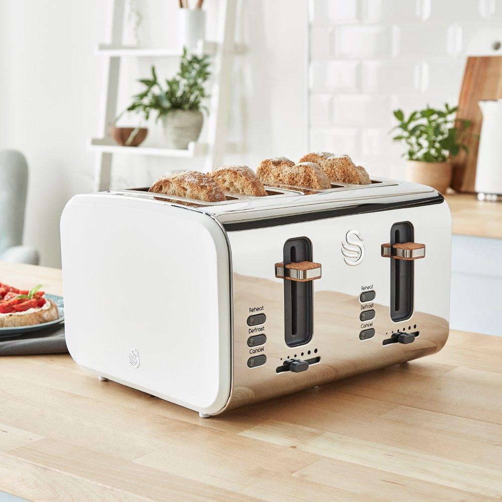 Grey - Swan - 4 Slice Nordic Style Toaster - White - 8