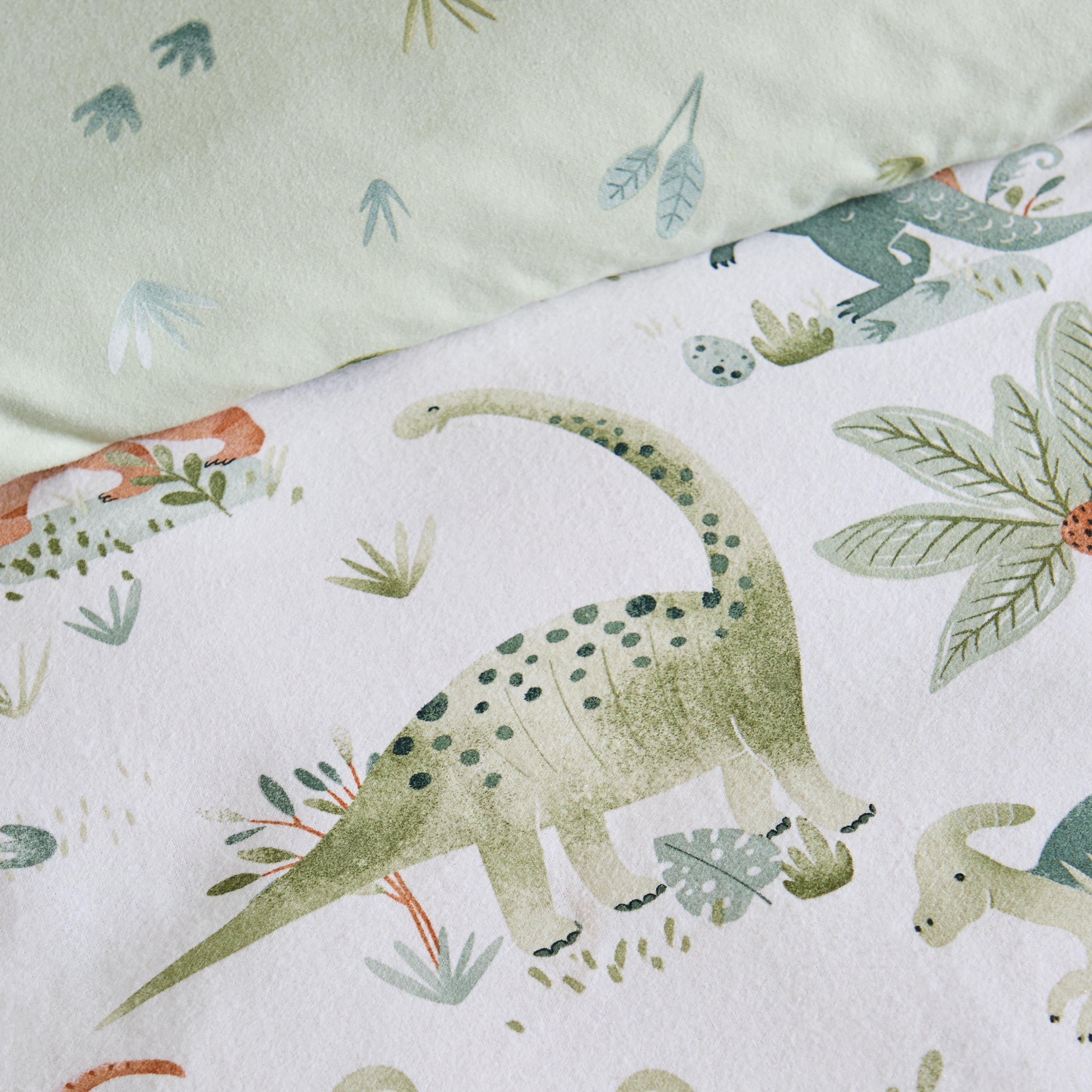 Cream - Catherine Lansfield - Brushed Sleepy Saurus Dino Cotton Duvet Cover Set - 5