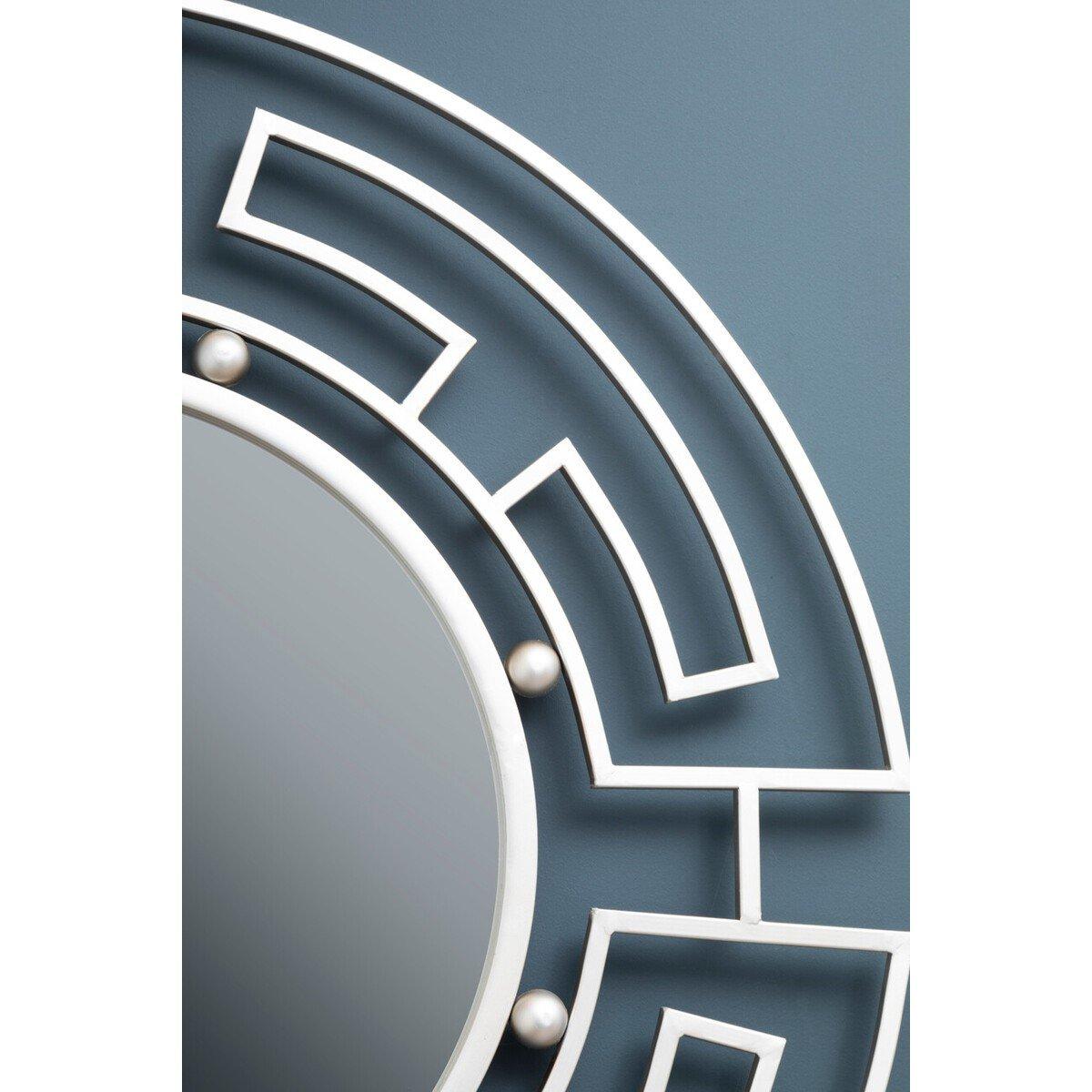 Silver - Premier Housewares - Jalal Silver Metal Frame Round Wall Mirror - 2