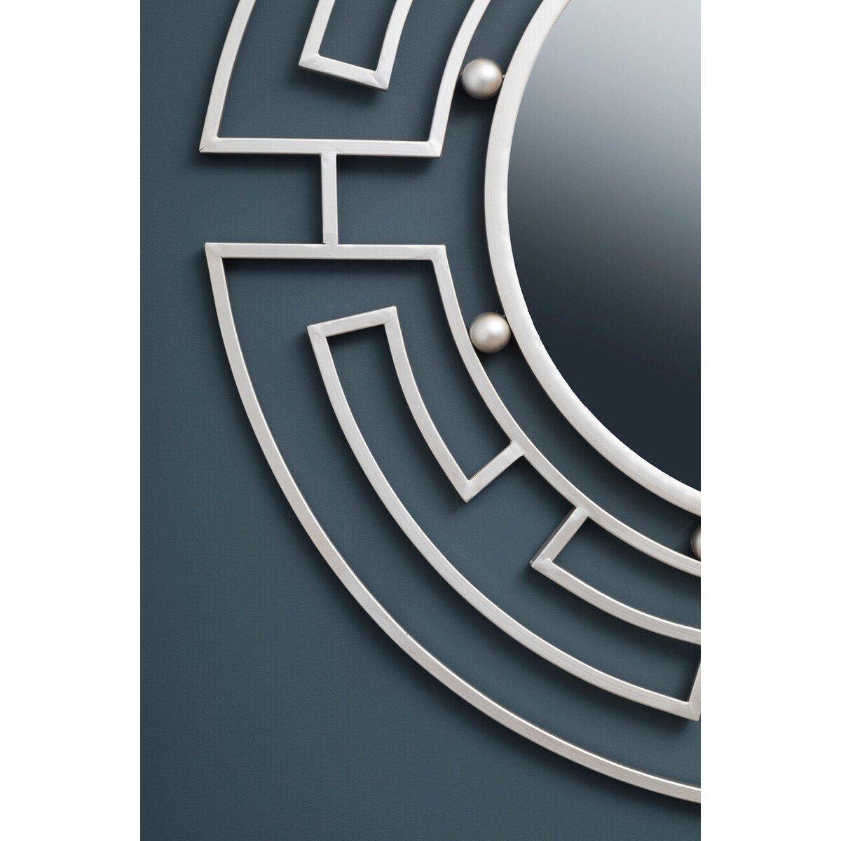 Silver - Premier Housewares - Jalal Silver Metal Frame Round Wall Mirror - 3