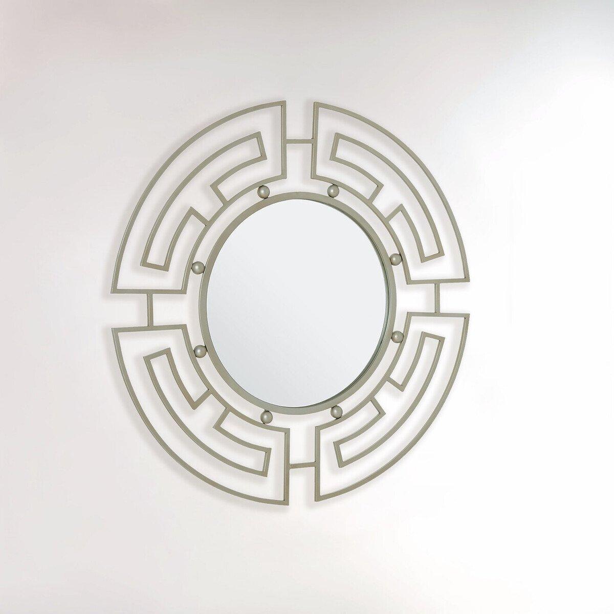 Silver - Premier Housewares - Jalal Silver Metal Frame Round Wall Mirror - 4