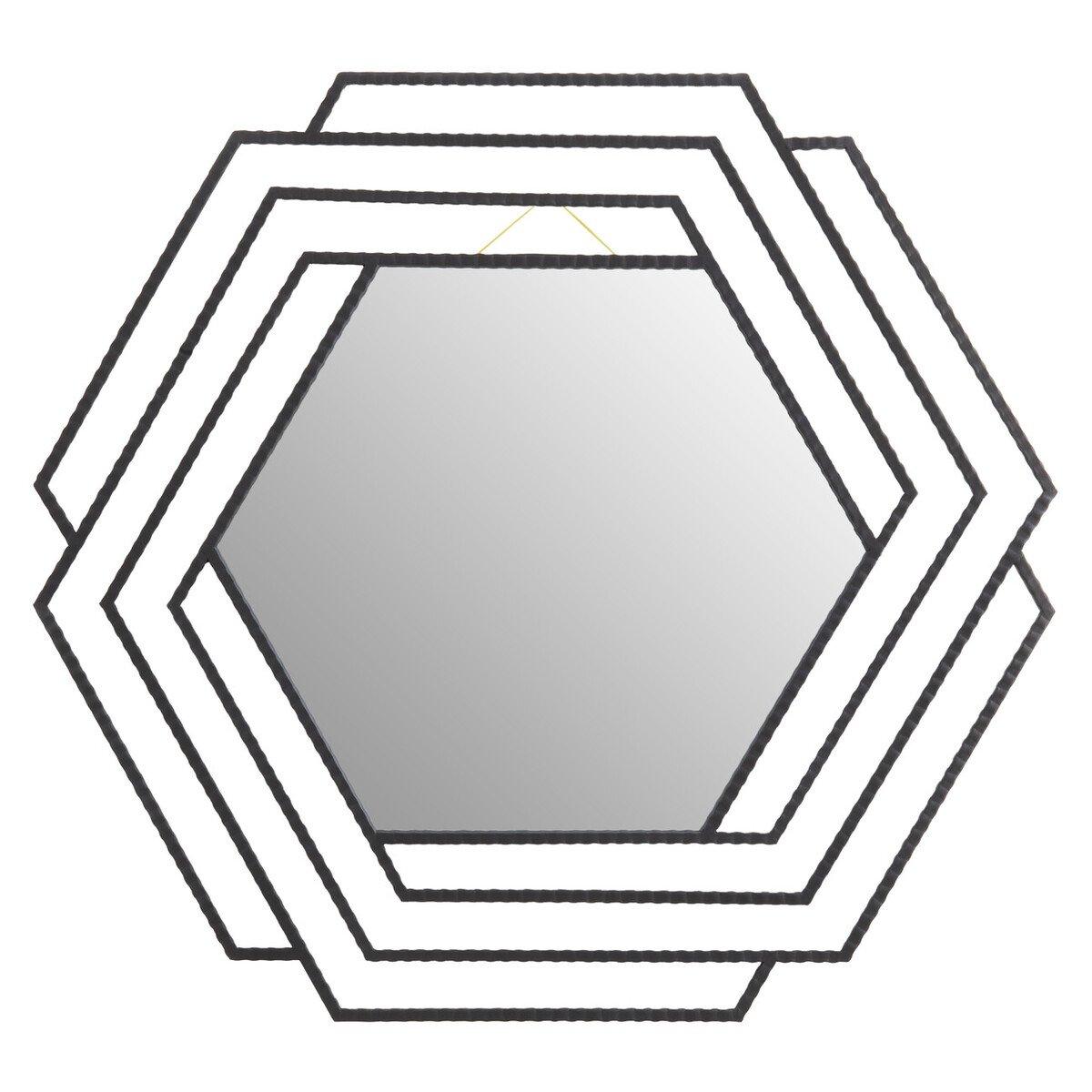 Interiors By Premier  Beauly Finish Hexagonal Wall Mirror Black - 102x 110x