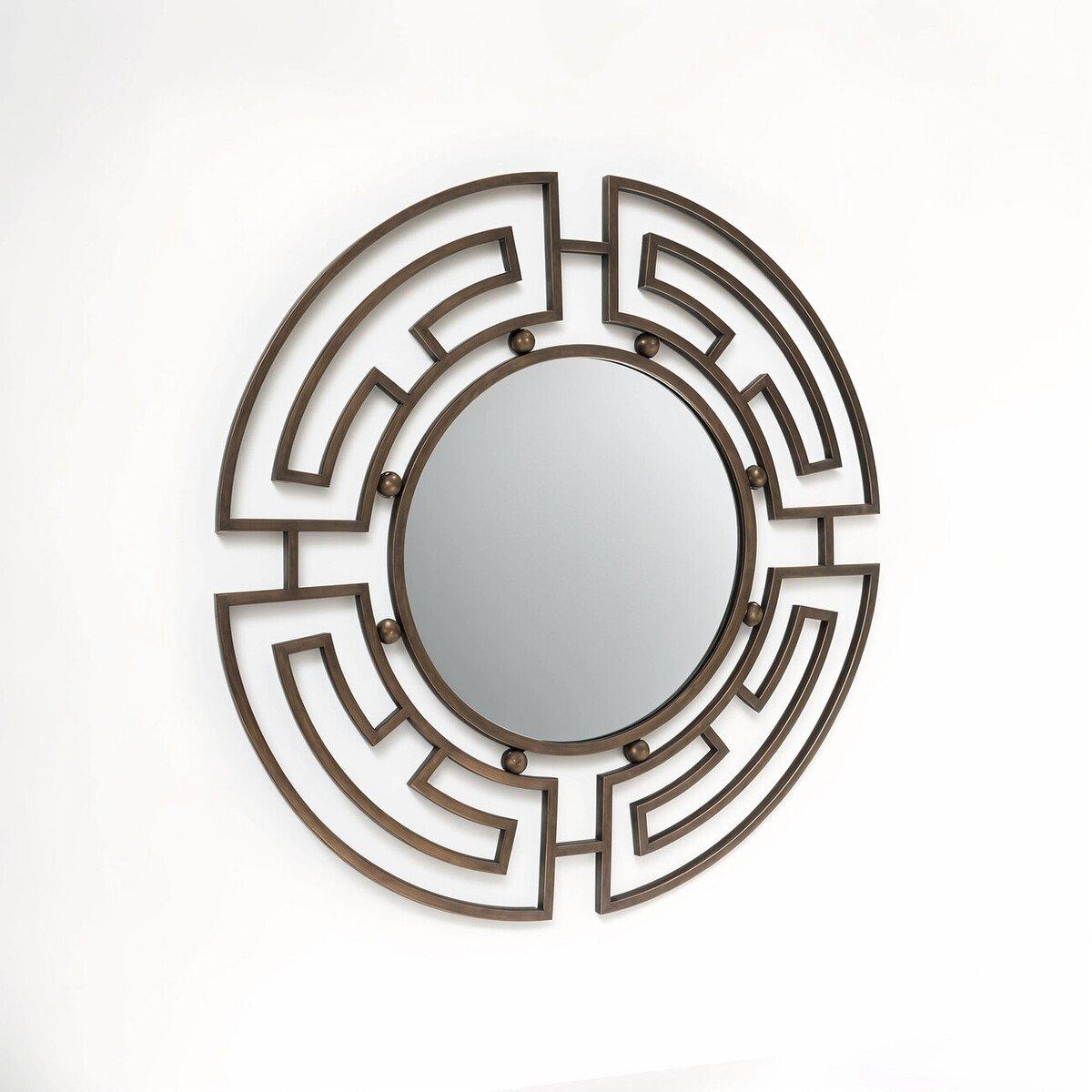 Interiors By Premier  Jalal Bronze Metal Frame Round Wall Mirror - Brown - 105x 105x