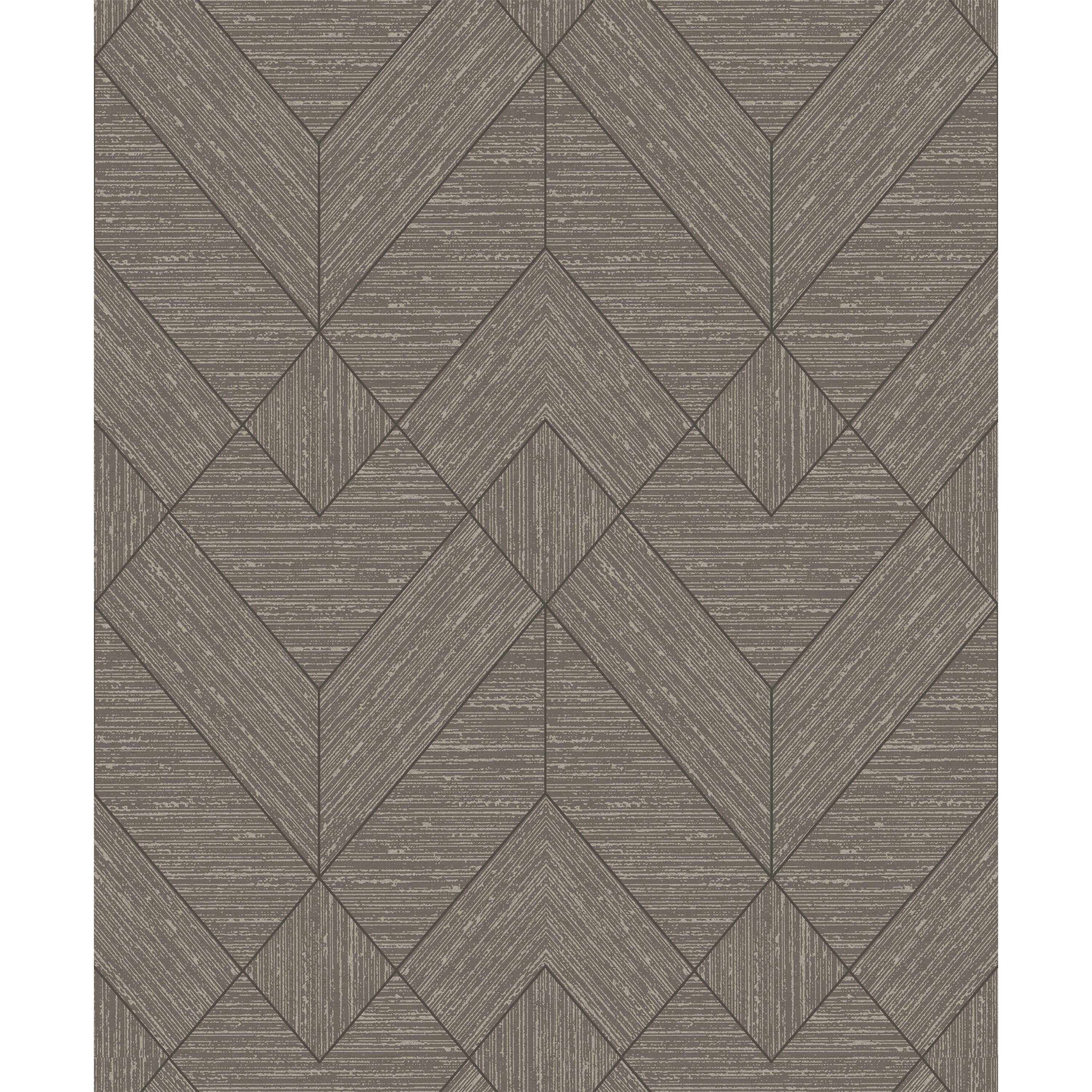 Charcoal - Arthouse - Wood Grain Geo Charcoal / Gold Wallpaper - 1