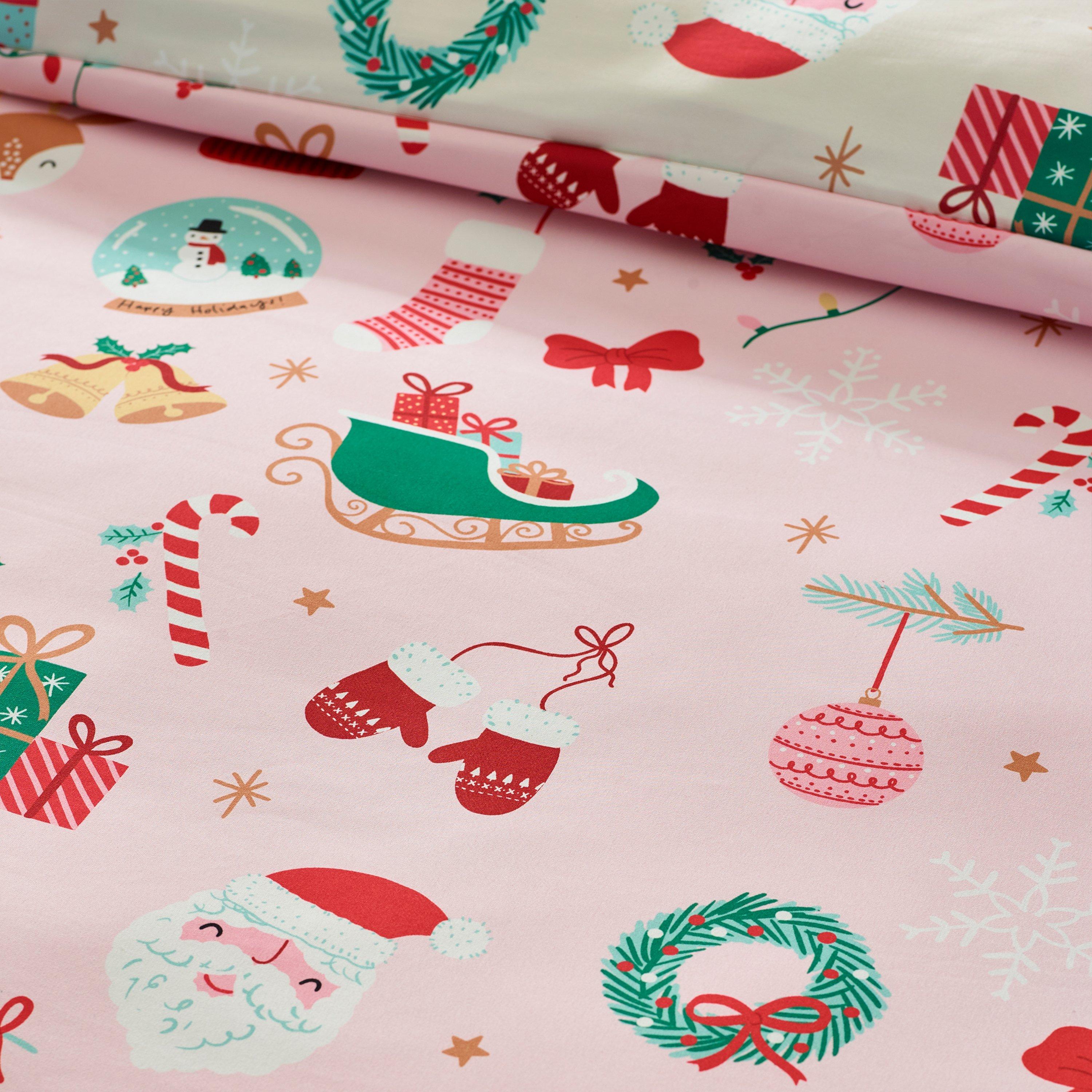 Pink - Catherine Lansfield - Christmas Happy Holidays So Soft Duvet Cover Set - 4