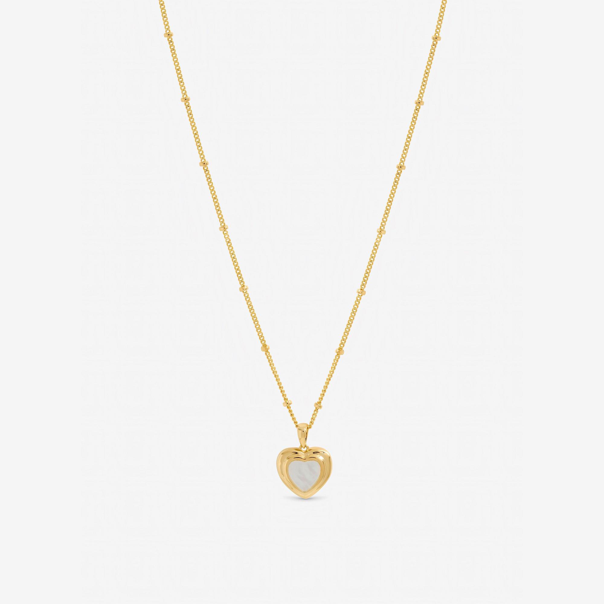 Gold - Inicio - Gold Mother of Pearl Heart Pendant - Gift Pouch - 1