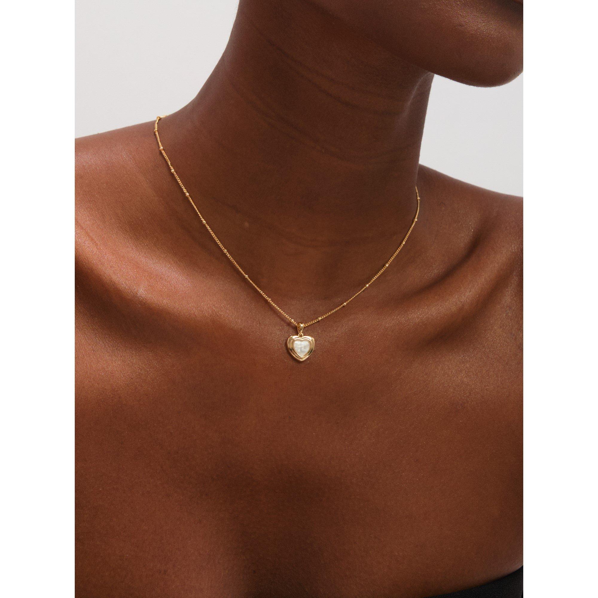 Gold - Inicio - Gold Mother of Pearl Heart Pendant - Gift Pouch - 2