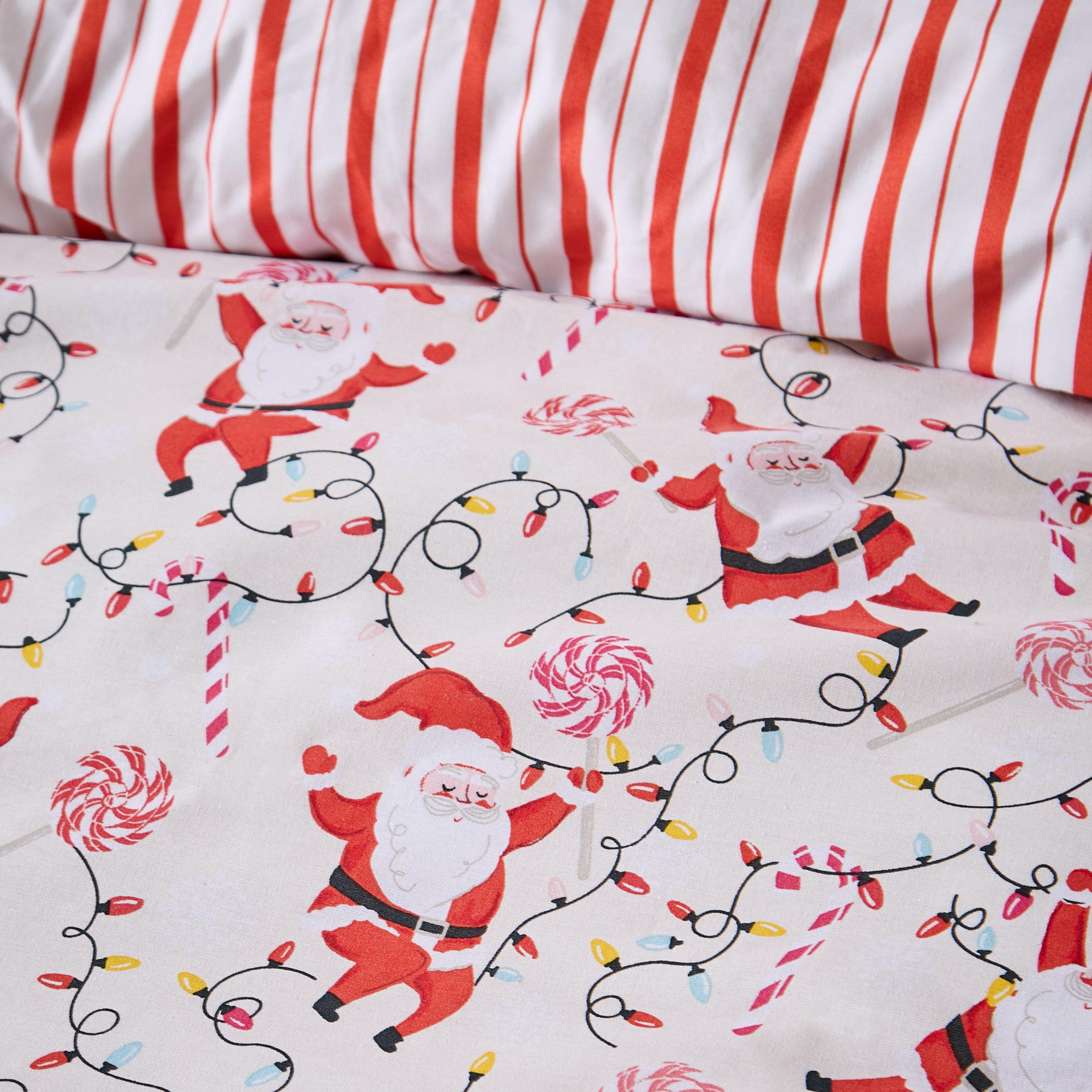 Red - Catherine Lansfield - Christmas Santas Reversible Duvet Cover Set Red - 5