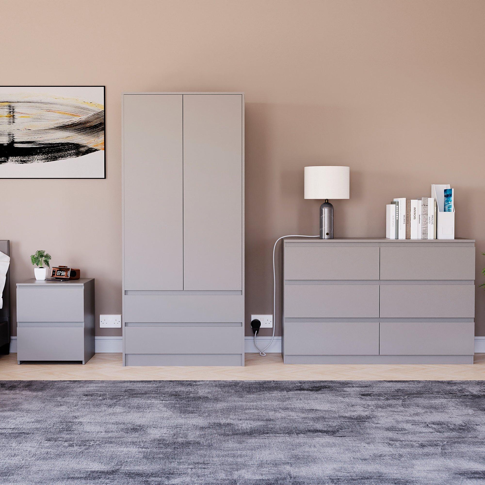 Grey - Lassic - Vida Designs 3 Piece Denver Bedroom Set 4 - 2