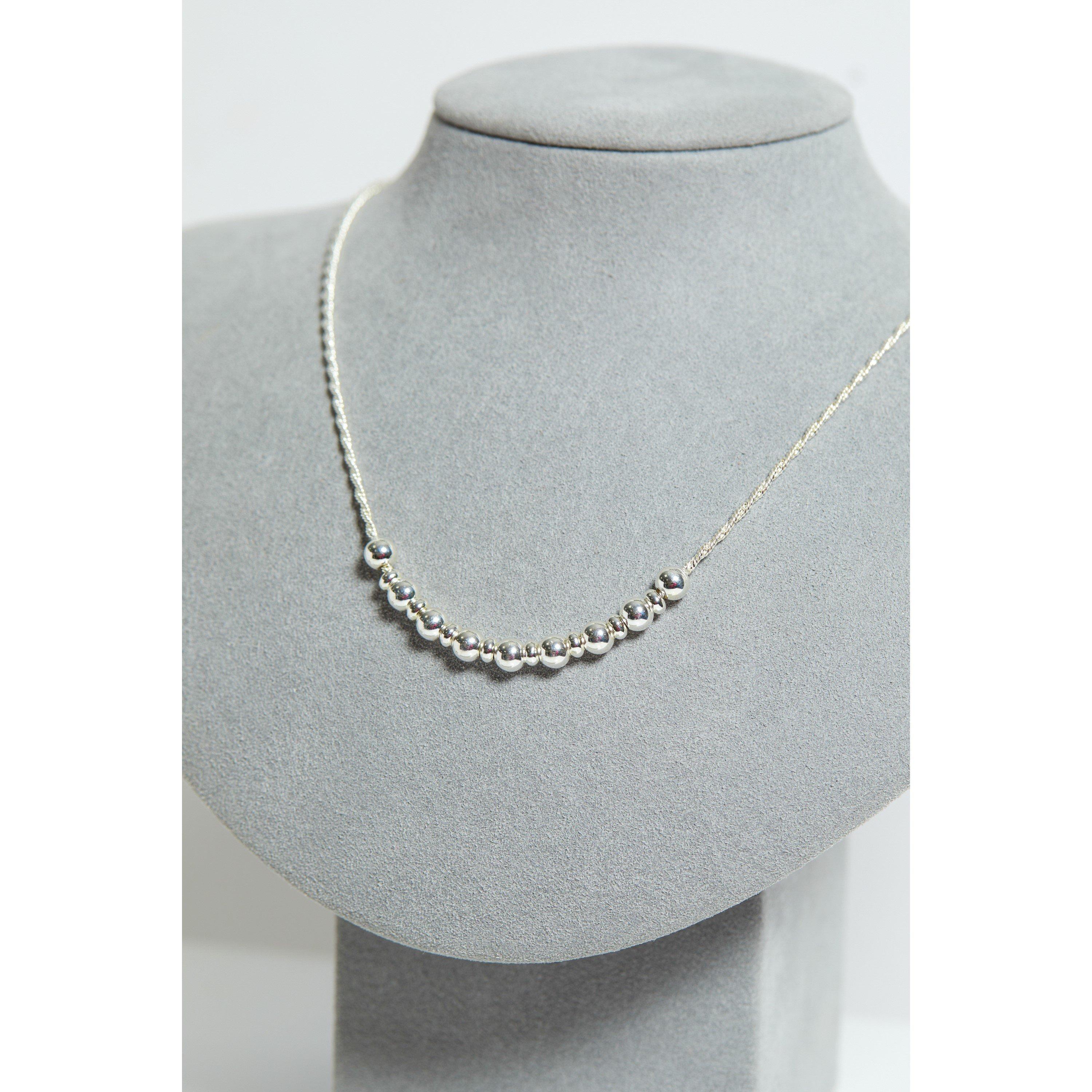 Silver - Simply Silver - Sterling Silver 925 Rope Textured Ball Necklace - 2