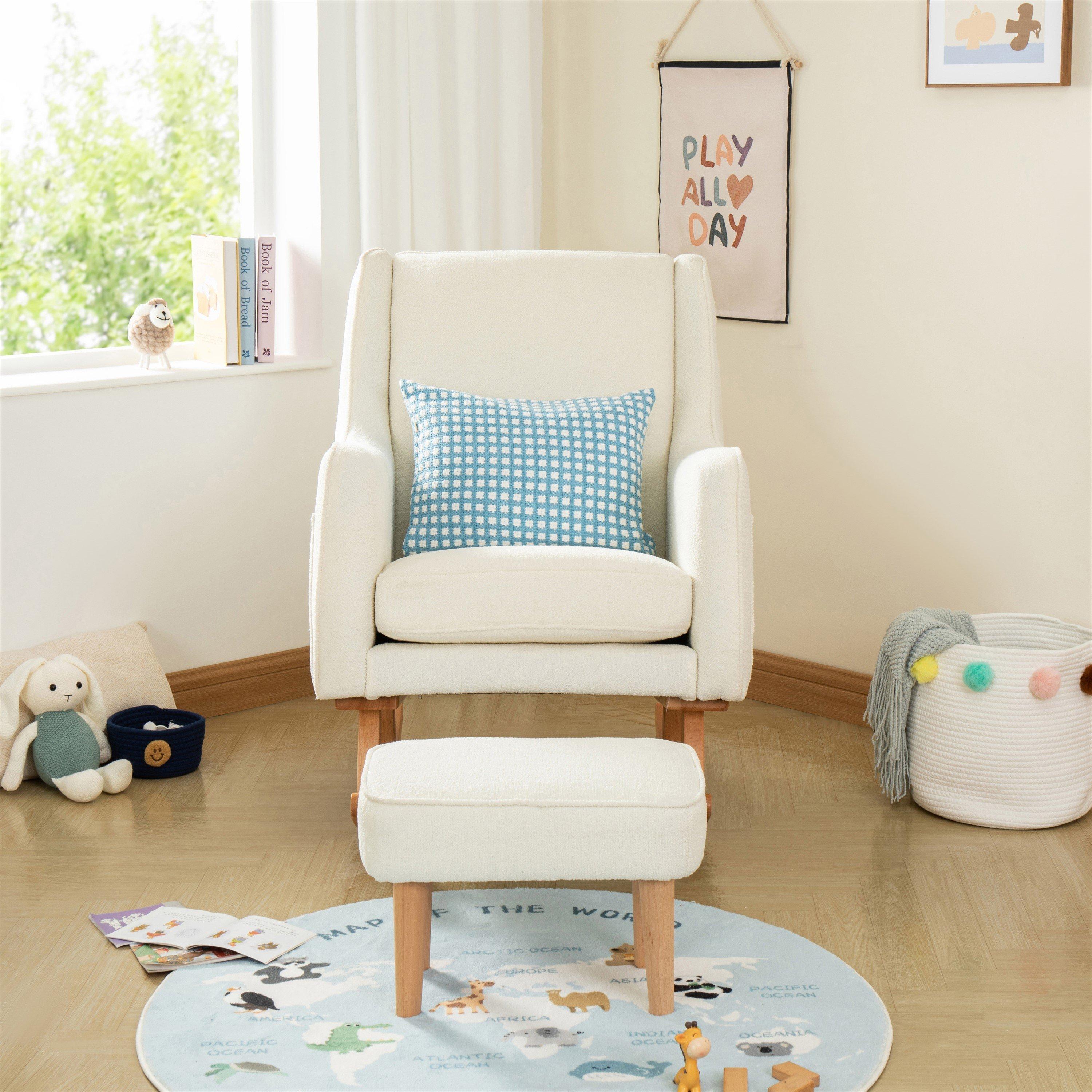 Boucle - Babymore - Babymore Ida Nursing Chair with Stool - Boucle - 3