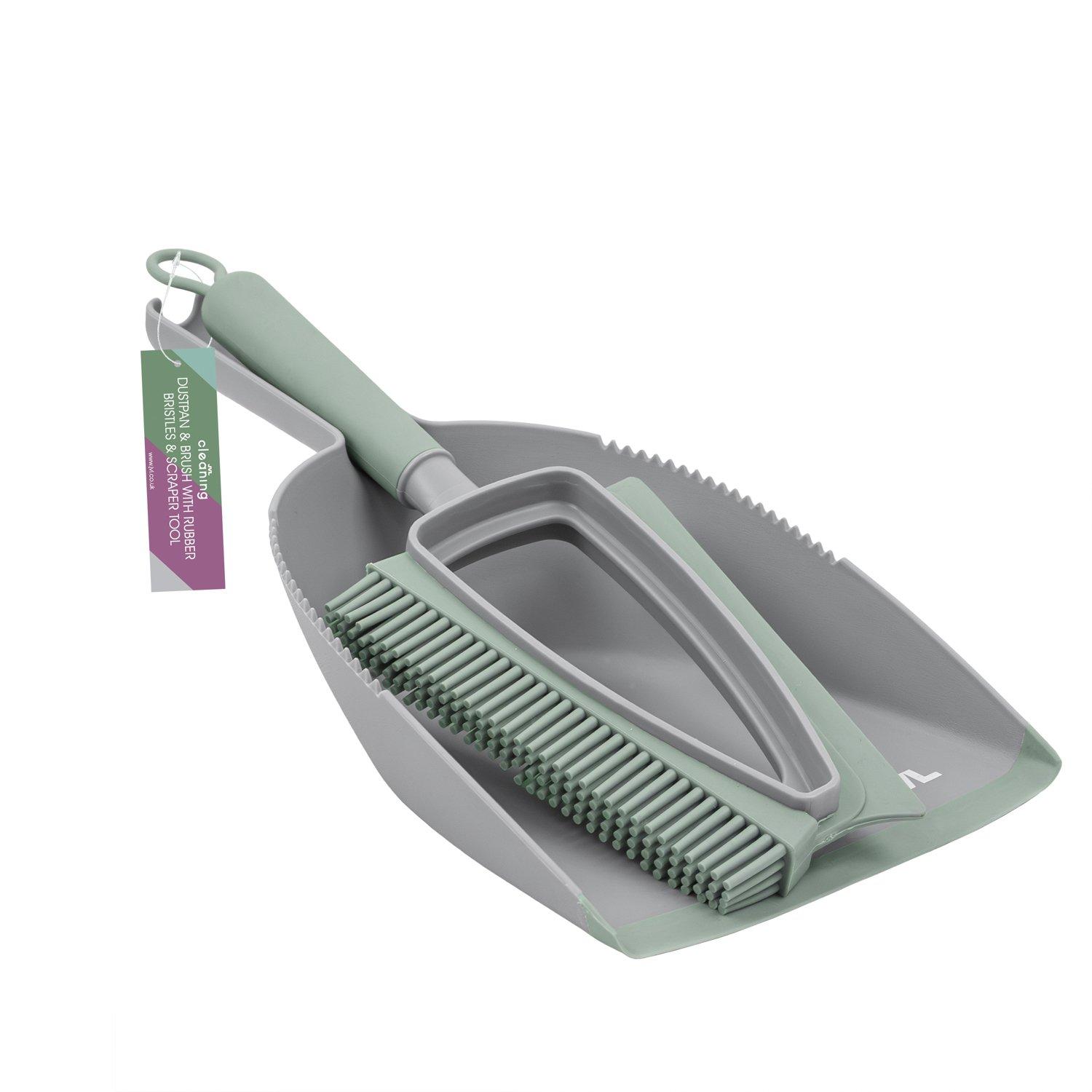 Grey - JVL - JVL Rubber Dustpan and Brush Set - Grey - 1