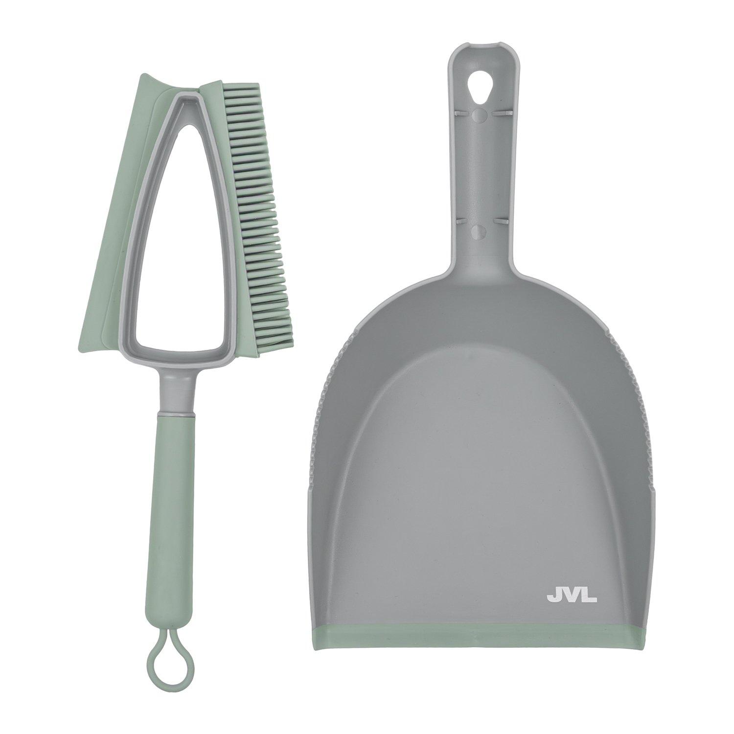 Grey - JVL - JVL Rubber Dustpan and Brush Set - Grey - 2