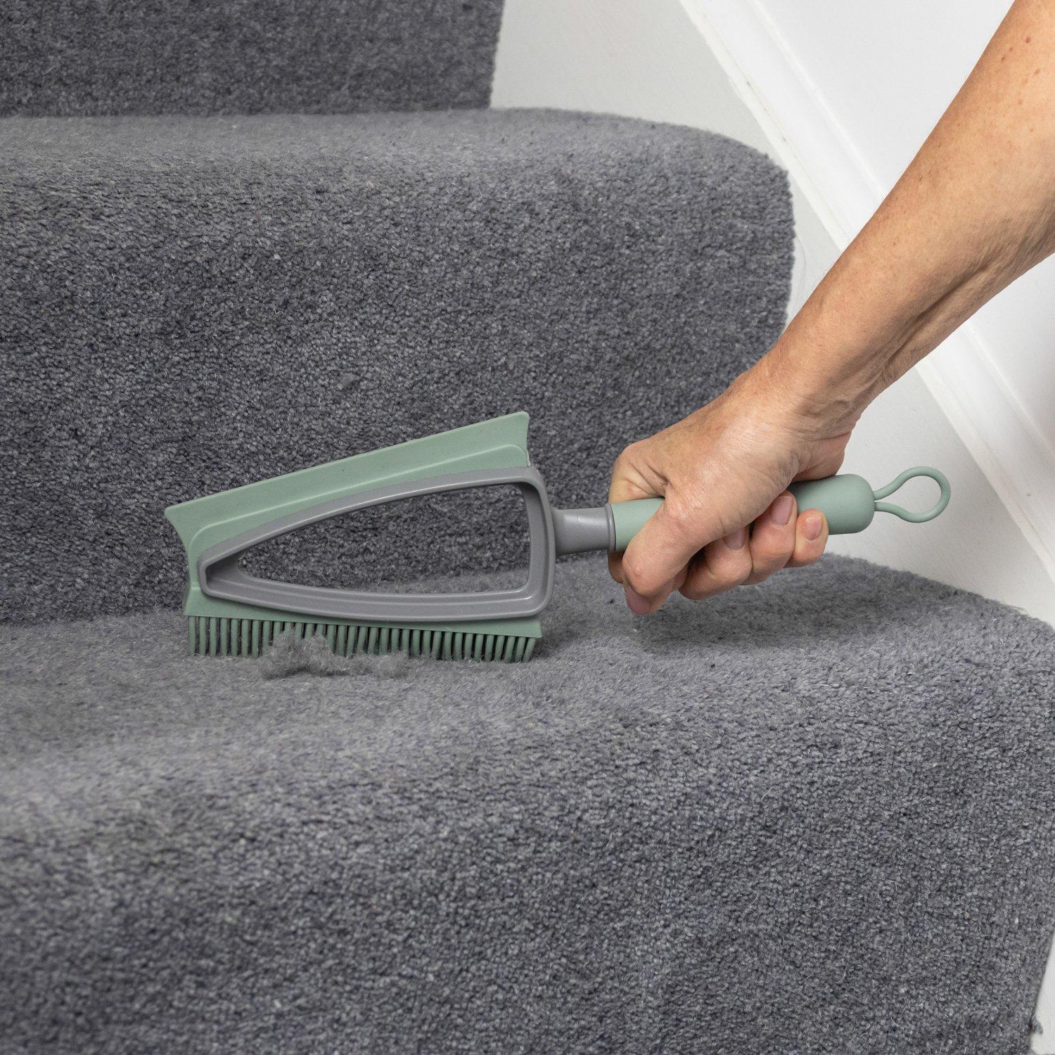 Grey - JVL - JVL Rubber Dustpan and Brush Set - Grey - 12