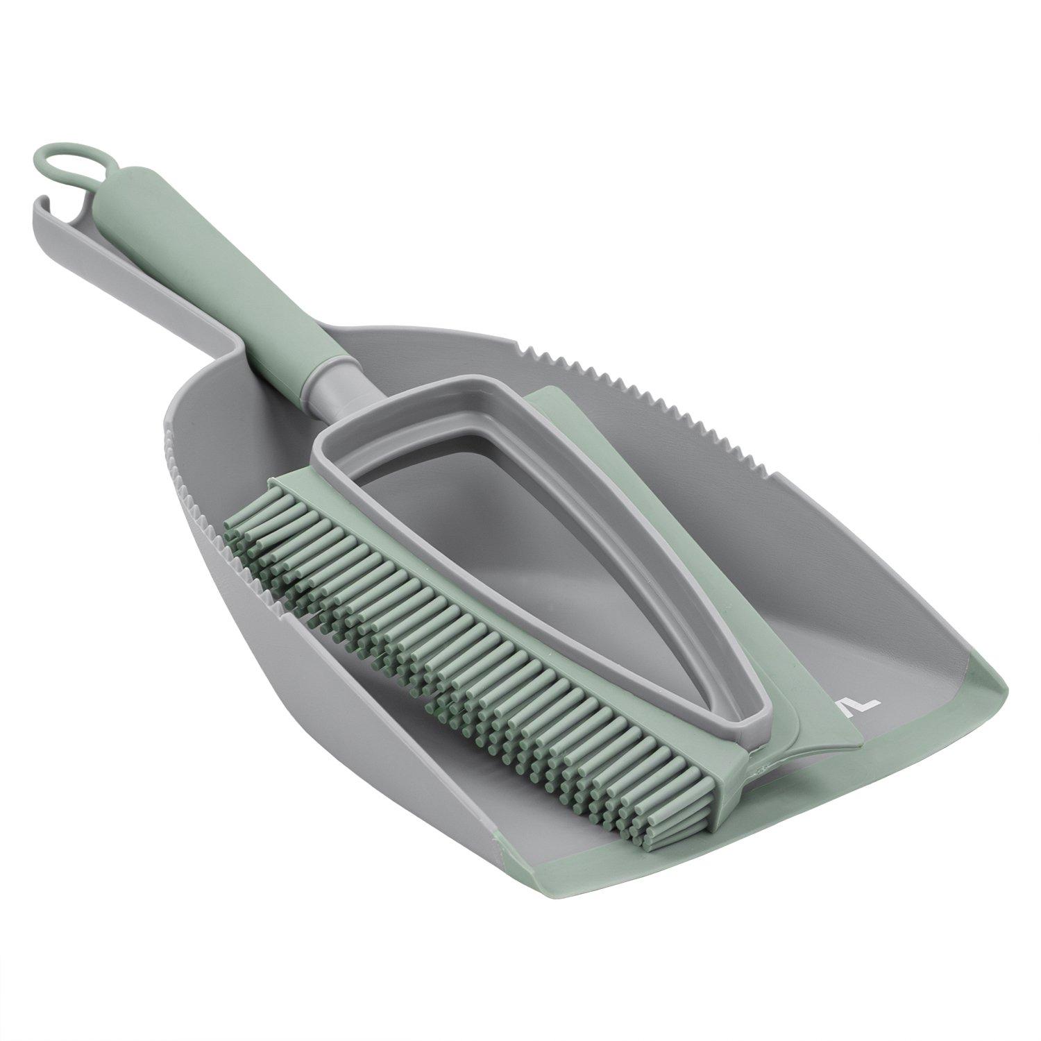 Grey - JVL - JVL Rubber Dustpan and Brush Set - Grey - 6