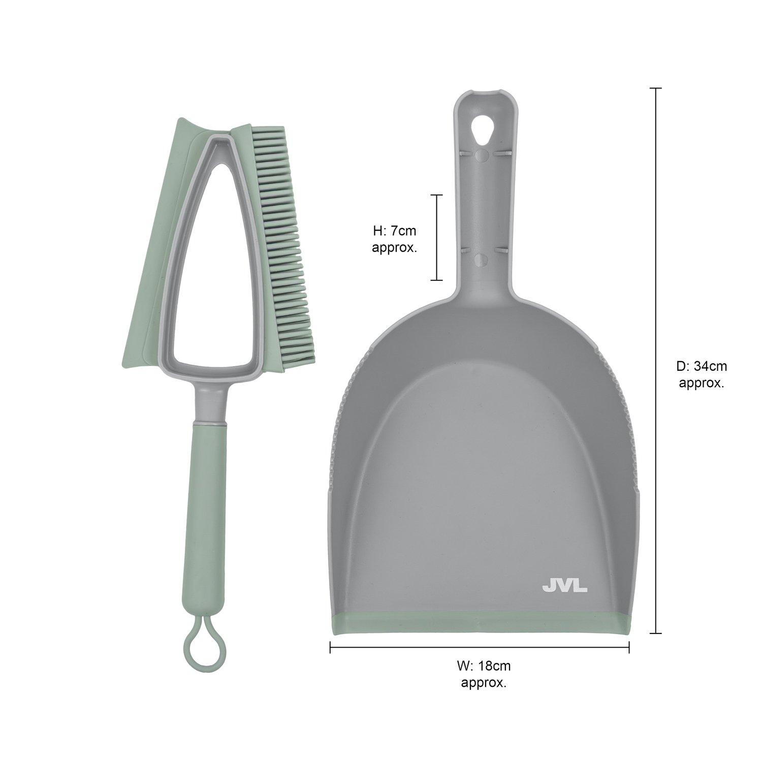 Grey - JVL - JVL Rubber Dustpan and Brush Set - Grey - 7
