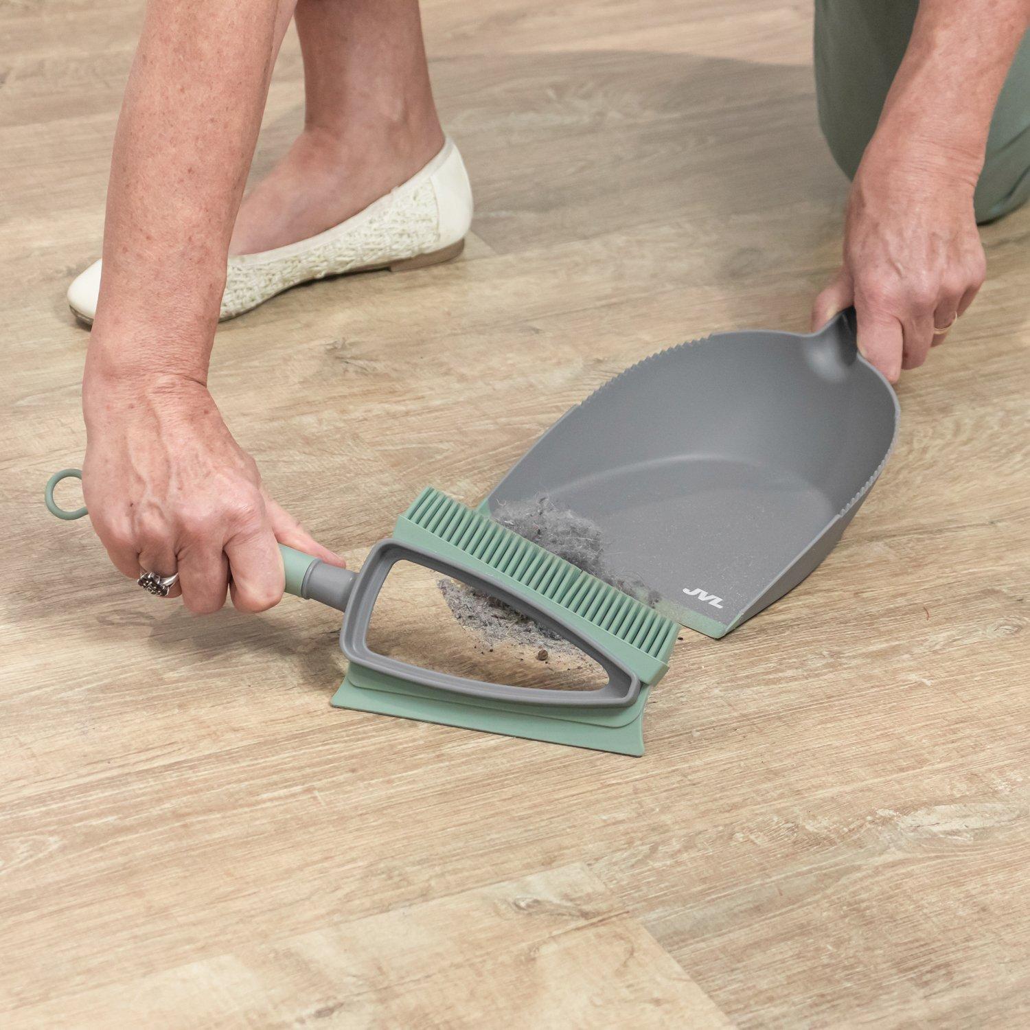 Grey - JVL - JVL Rubber Dustpan and Brush Set - Grey - 9