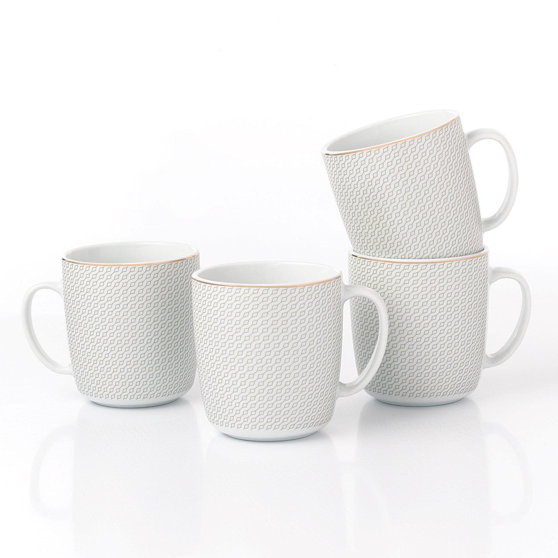 Multi - Waterside - 4pc Diamond Gold Band Mug Set - 1