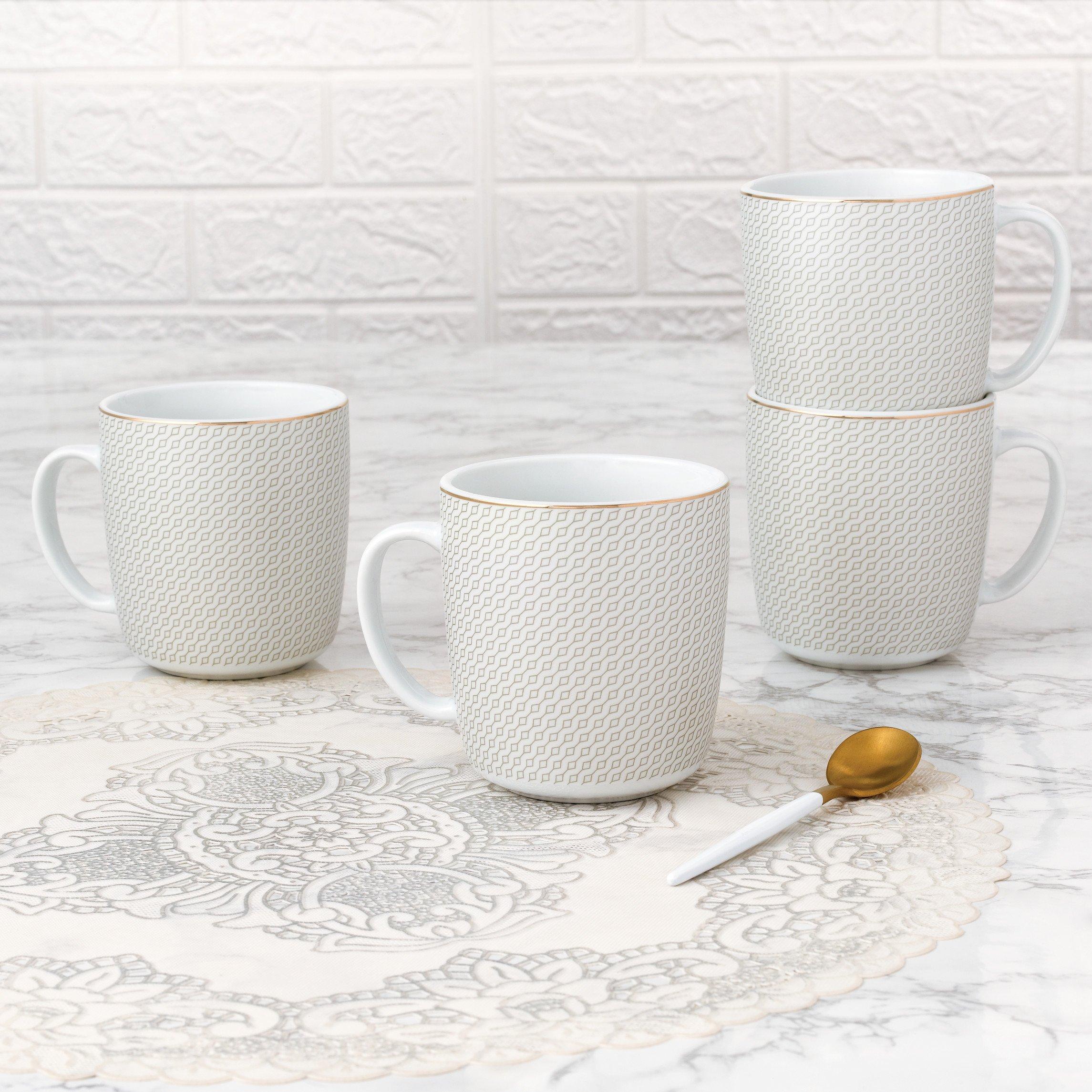 Multi - Waterside - 4pc Diamond Gold Band Mug Set - 3