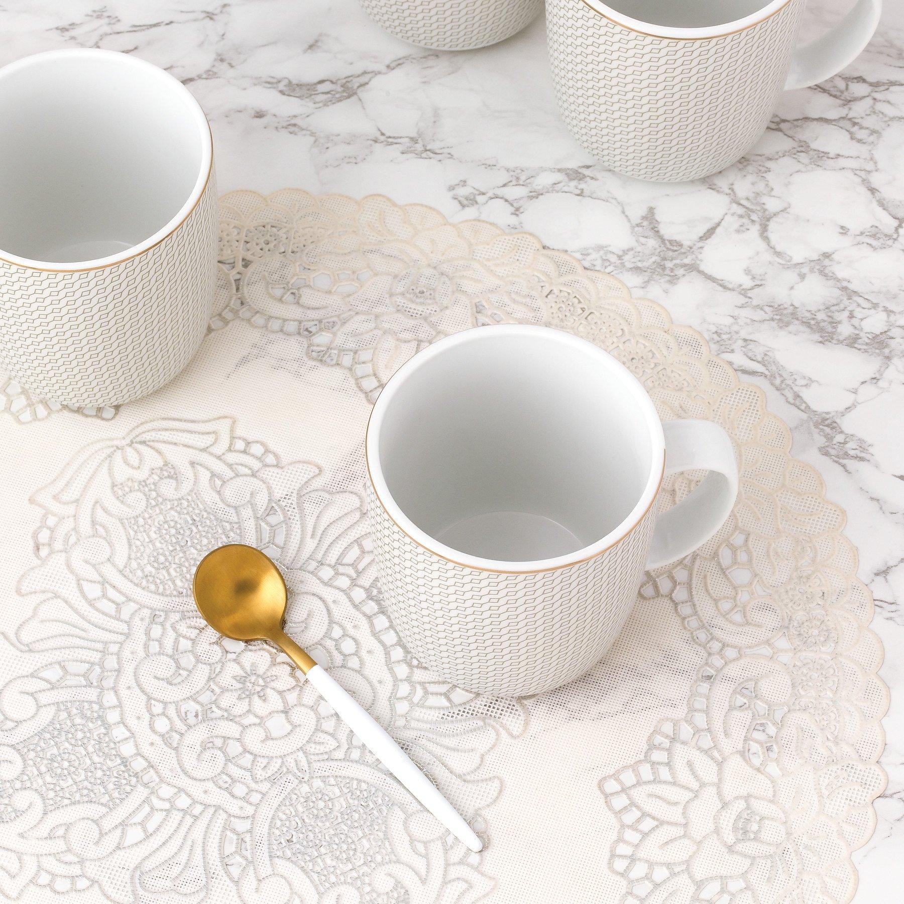 Multi - Waterside - 4pc Diamond Gold Band Mug Set - 4